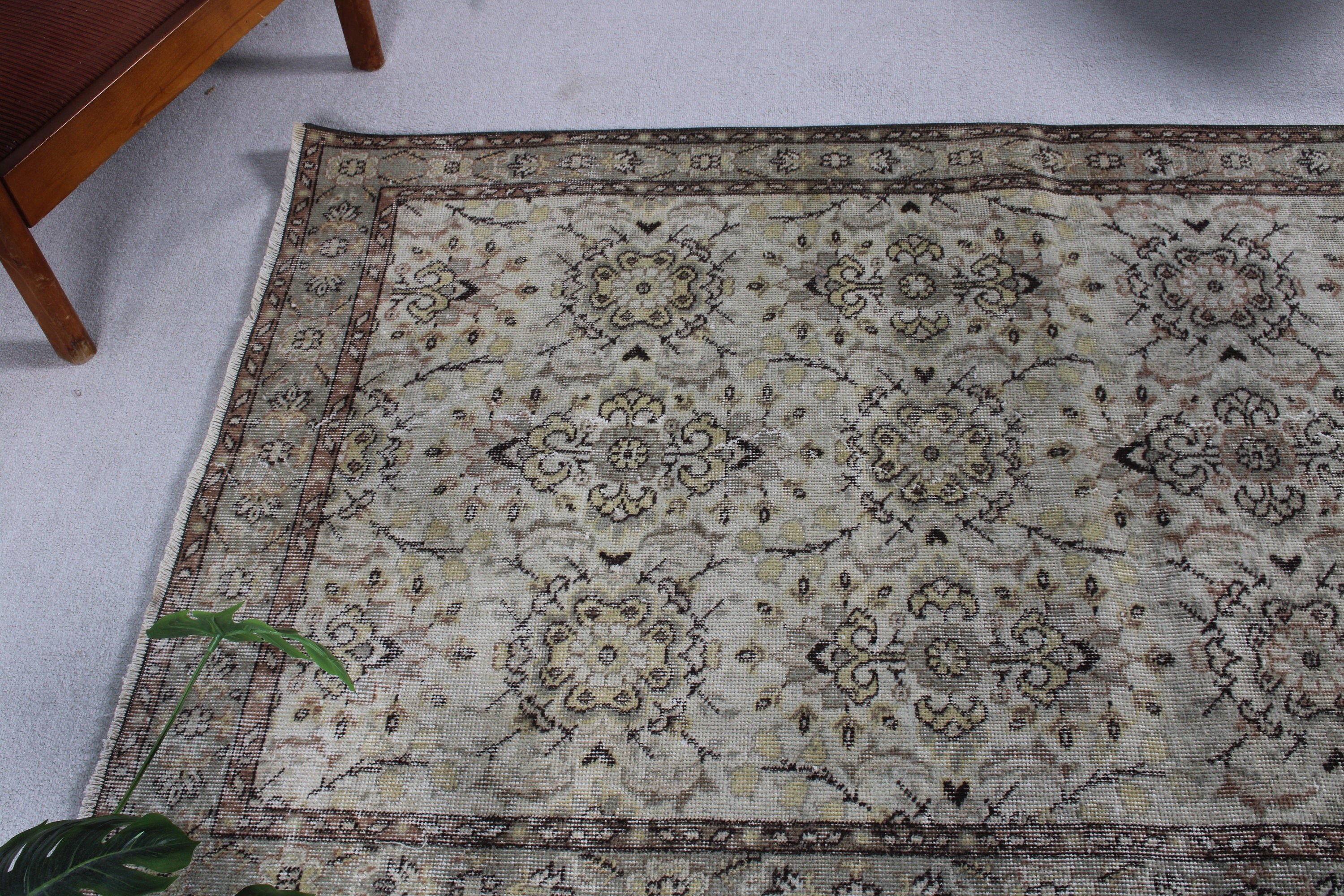 Aztek Halısı, Türk Halıları, Oushak Bölgesi Halıları, Mutfak Halısı, Lüks Halı, Vintage Halılar, Bej Geometrik Halı, 3,7x6,8 ft Alan Halıları, Yün Halılar