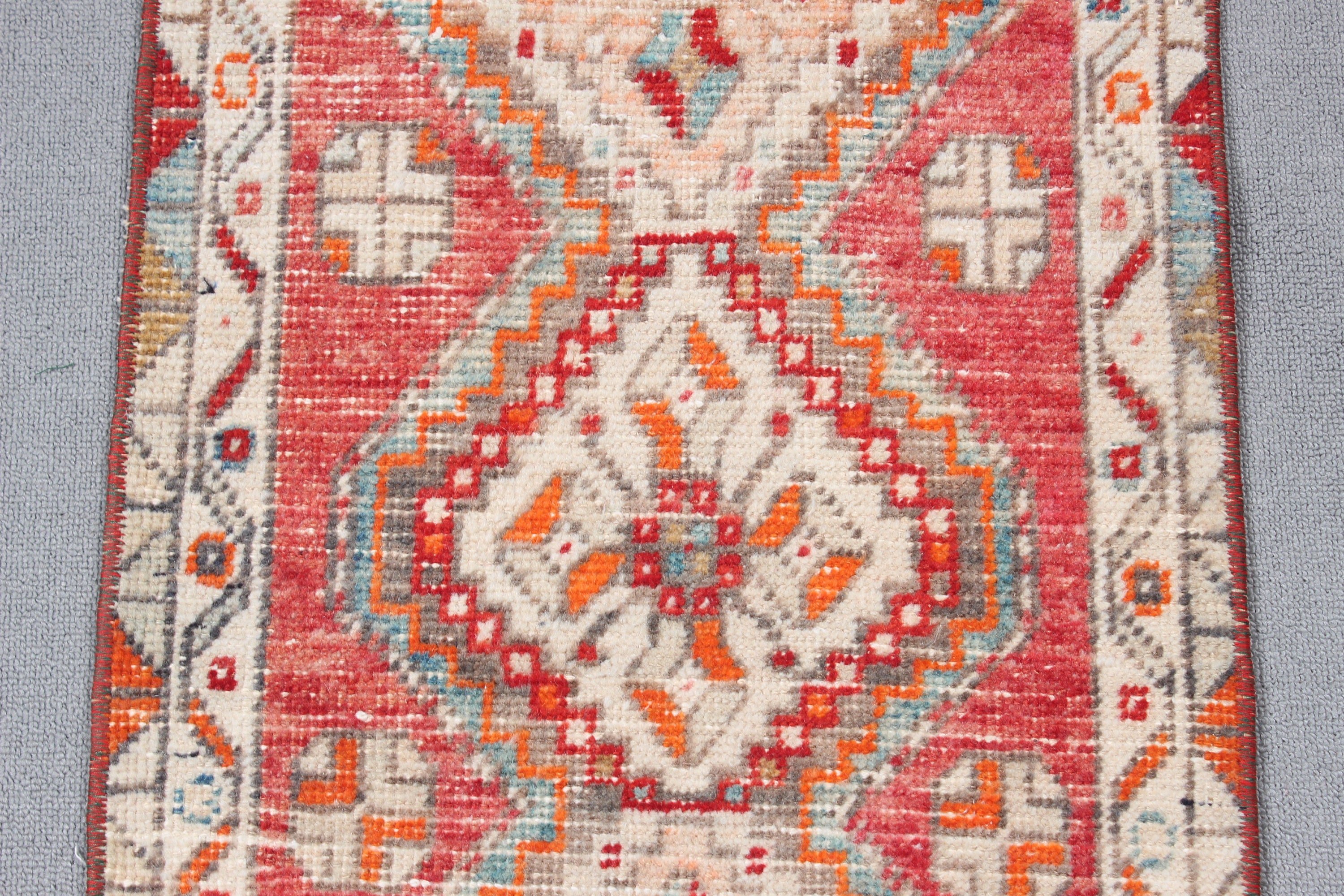 Boho Rug, Vintage Rugs, 1.5x3 ft Small Rug, Turkish Rug, Entry Rugs, Bath Rugs, Rugs for Car Mat, Wool Rug, Red Neutral Rug