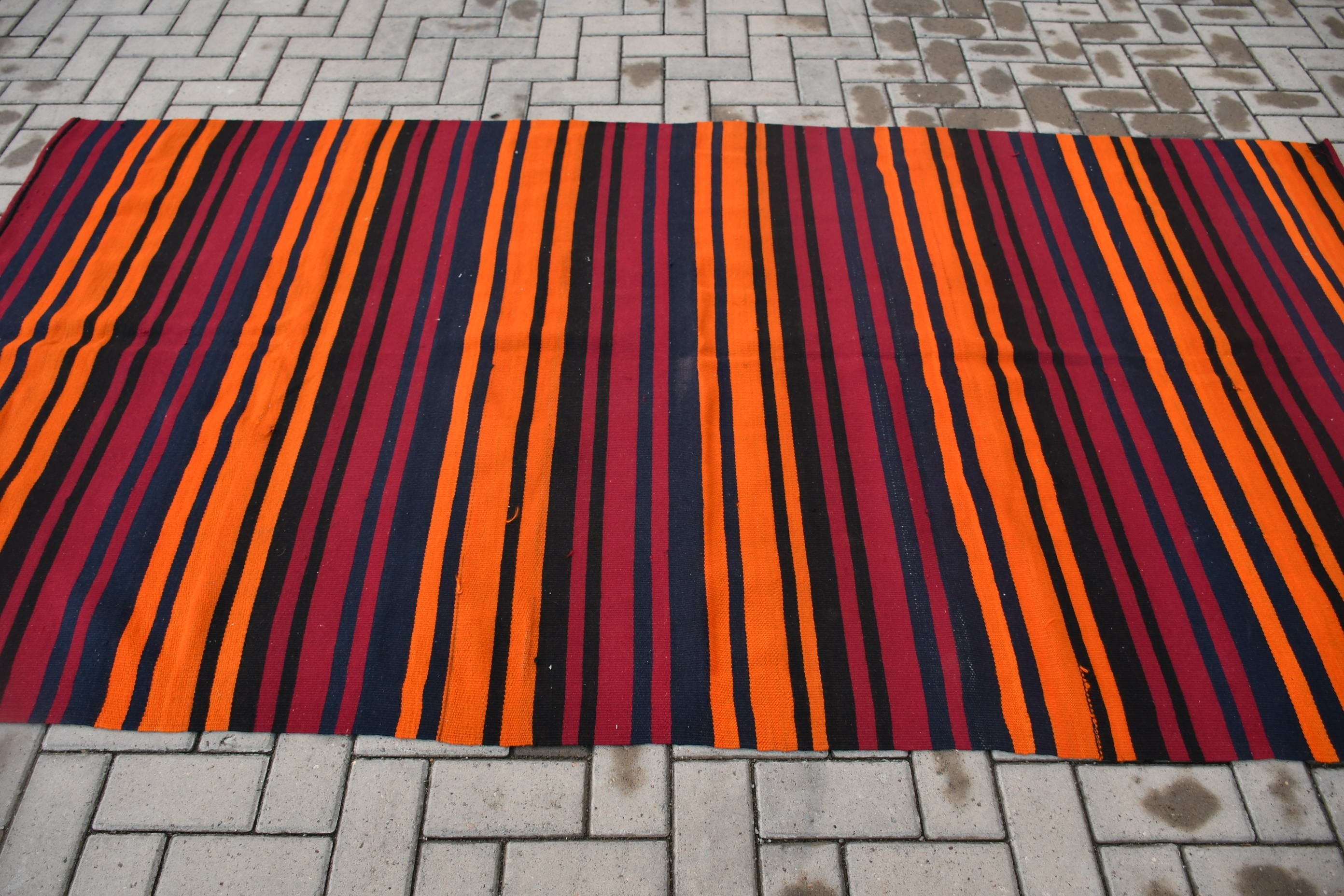 142x273 cm Salon Kilim, Oturma odası Kilim, Oturma odası Kilim, Anadolu Kilim, Yemek odası Kilim, Türk Kilim, Turuncu Zemin Kilim