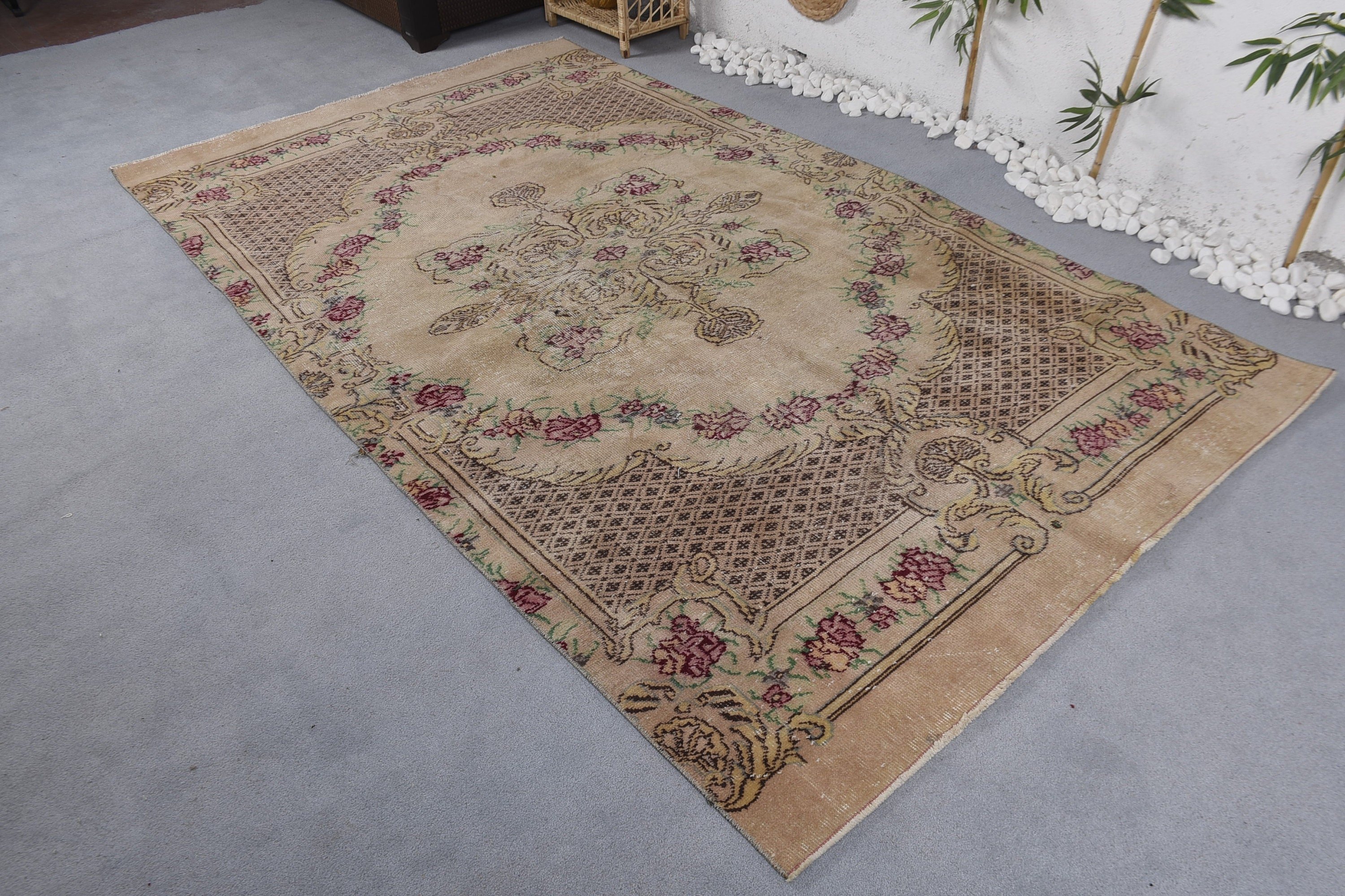 5.2x9.1 ft Large Rug, Vintage Rugs, Beige Moroccan Rug, Floor Rug, Dining Room Rugs, Bedroom Rug, Wool Rug, Turkish Rug, Rugs for Salon