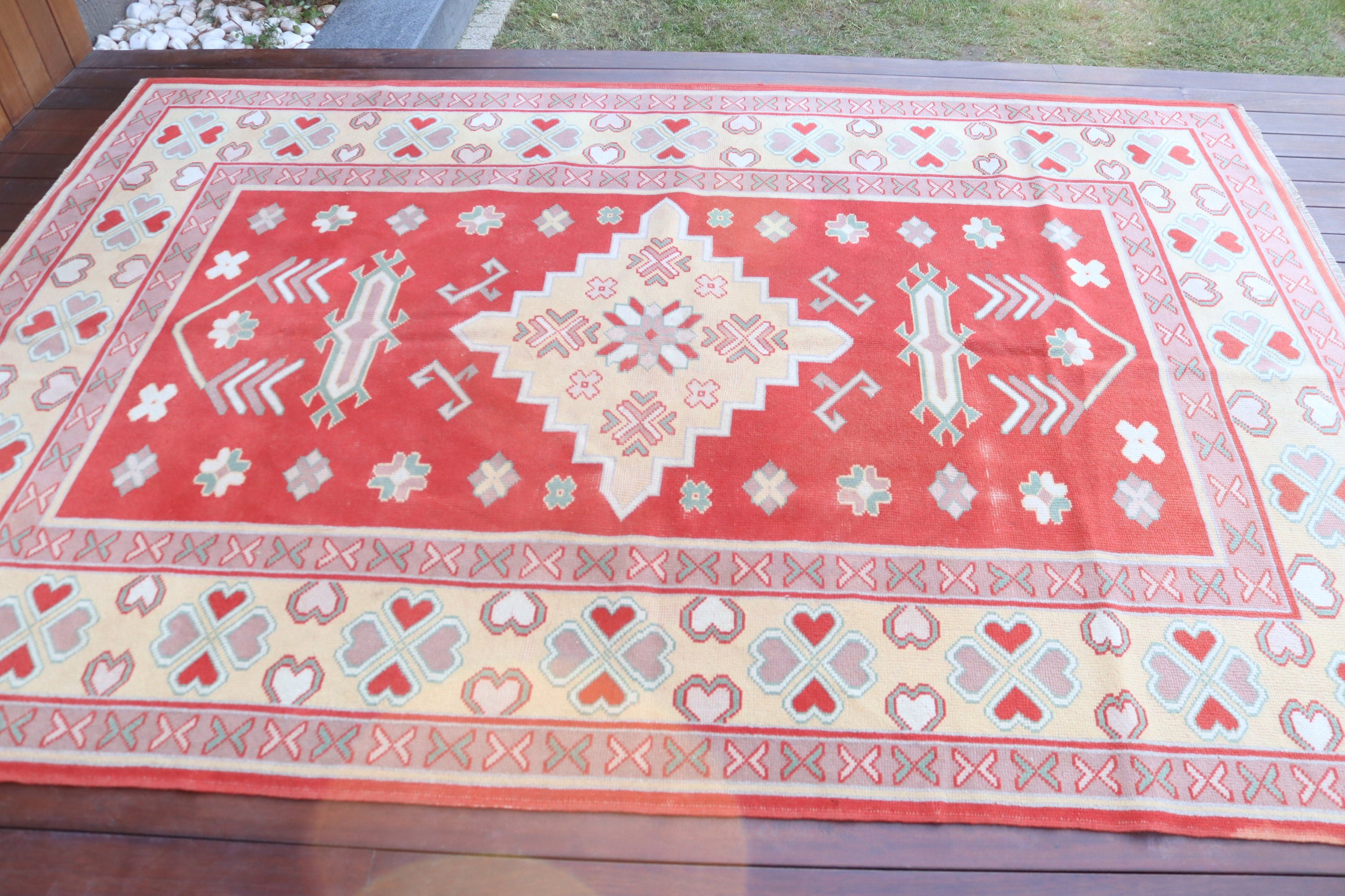 5.8x8.4 ft Büyük Halılar, Türk Halıları, Düz Dokuma Halılar, Açıklama Halıları, Büyük Vintage Halılar, Vintage Halı, Yatak Odası Halısı, Kırmızı Düz ​​Dokuma Halı