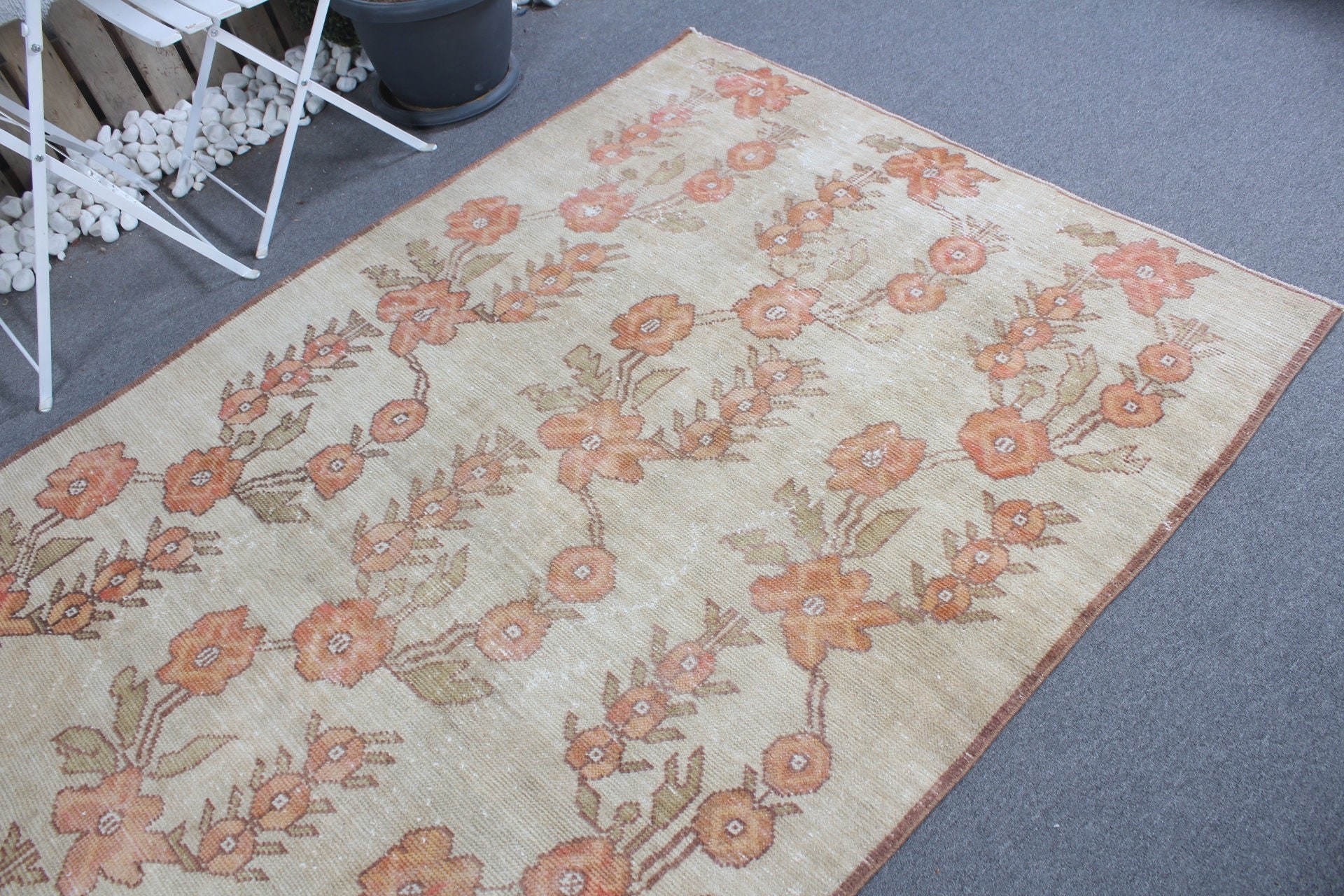 Turkish Rugs, Rugs for Bedroom, Anatolian Rug, Living Room Rug, Vintage Rugs, Salon Rug, Bedroom Rug, Beige Wool Rug, 4.8x8.9 ft Large Rug