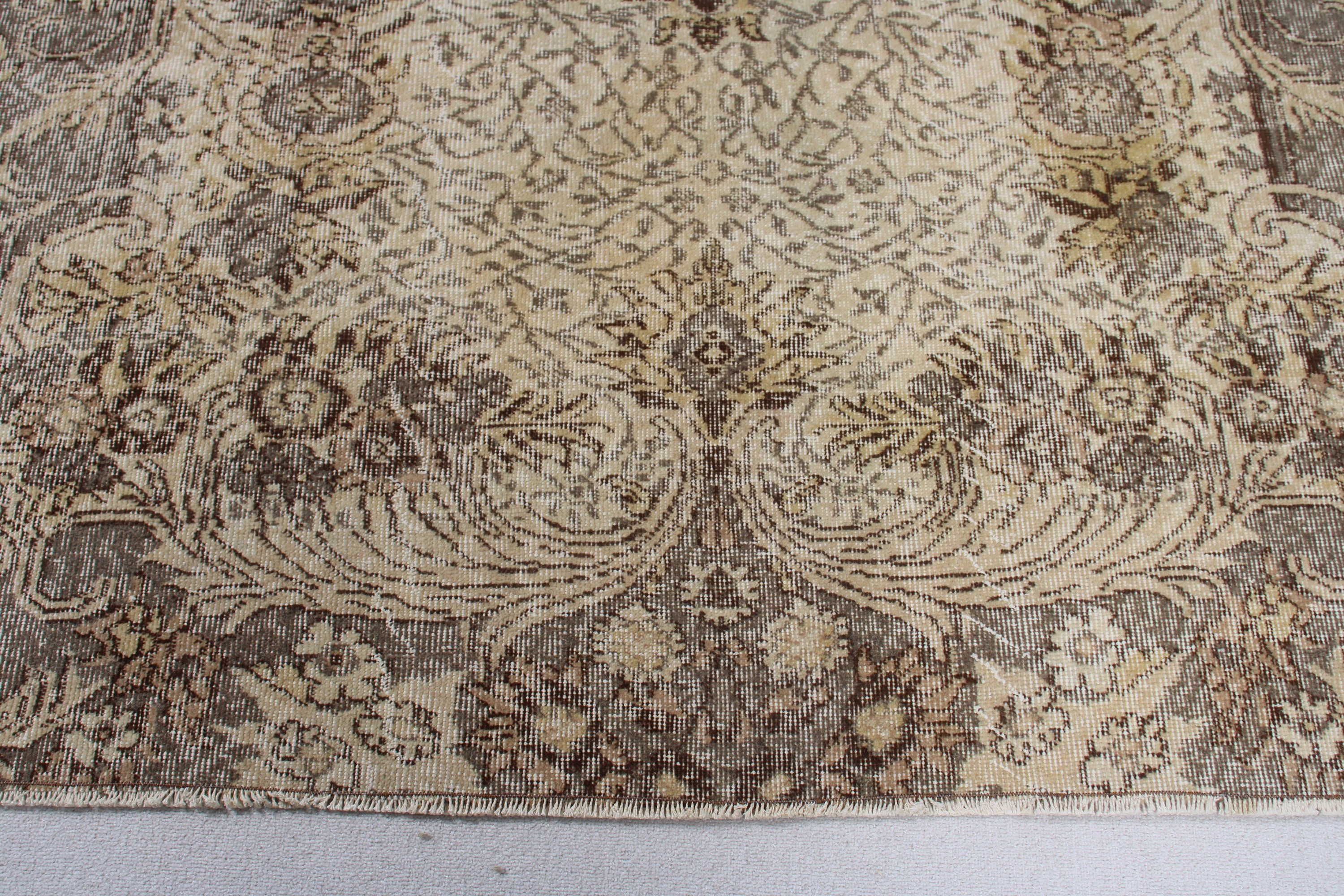 Oushak Halı, Türk Halısı, Vintage Halılar, Büyük Oushak Halısı, Büyük Vintage Halıları, Ofis Halıları, 5.4x8.1 ft Büyük Halı, Yatak Odası Halısı, Bej Boho Halısı