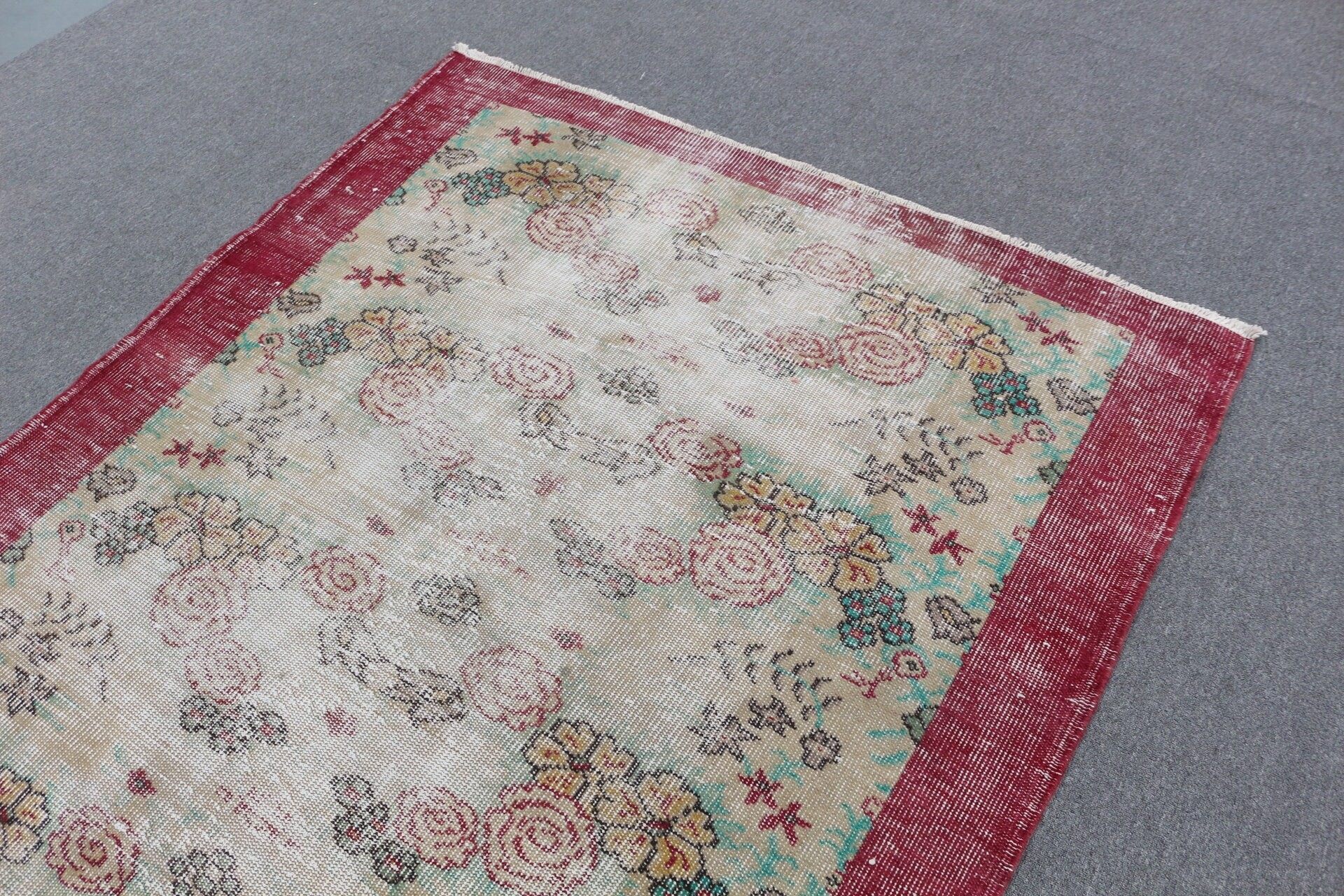 Bright Rugs, Beige Antique Rug, Dining Room Rug, Vintage Rug, Turkish Rug, Bedroom Rugs, Salon Rug, Oriental Rugs, 4.9x8.3 ft Large Rug