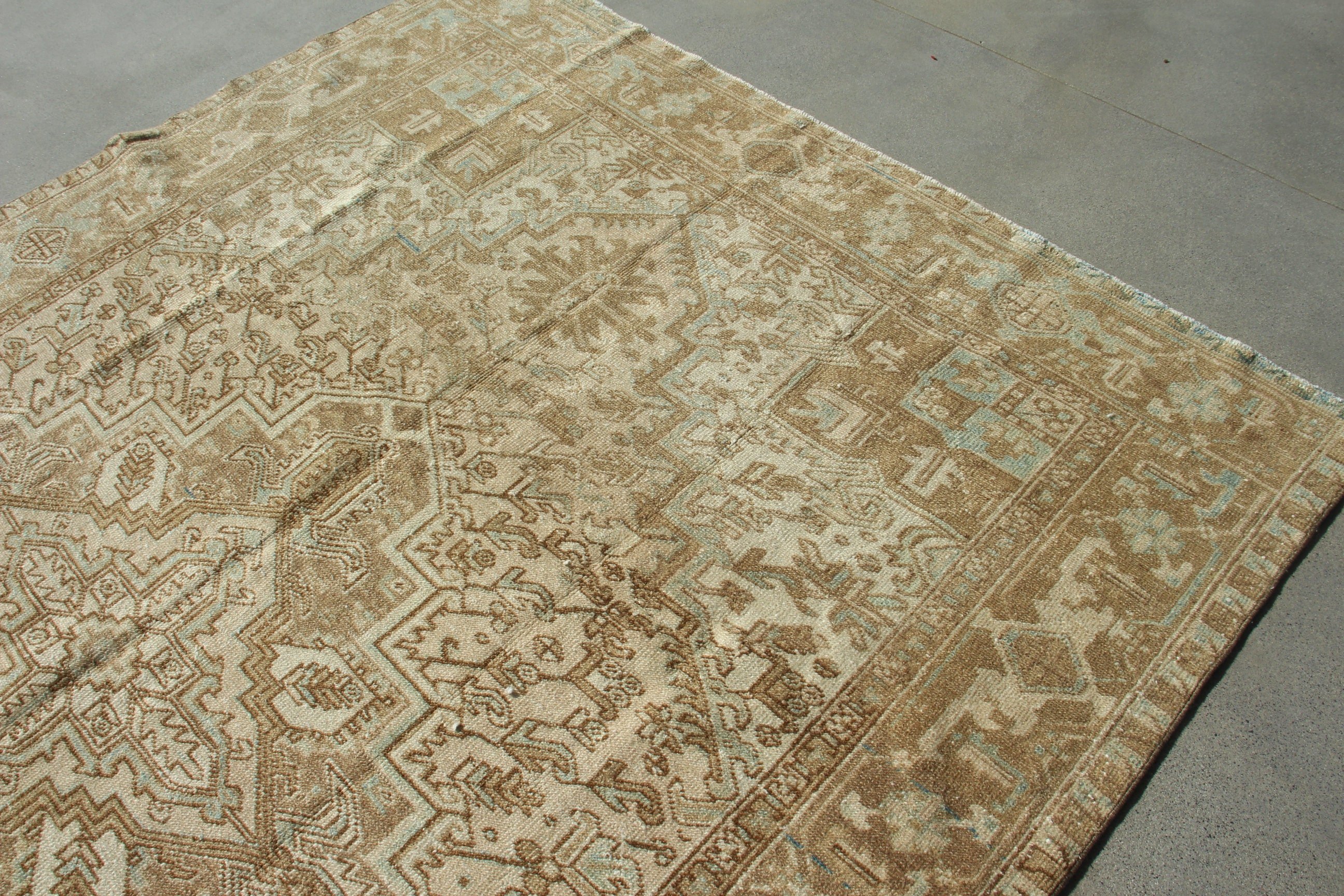 Statement Rugs, Large Boho Rugs, Vintage Rugs, Dining Room Rugs, 6.9x9.6 ft Large Rugs, Brown Oushak Rugs, Turkish Rug, Handwoven Rugs