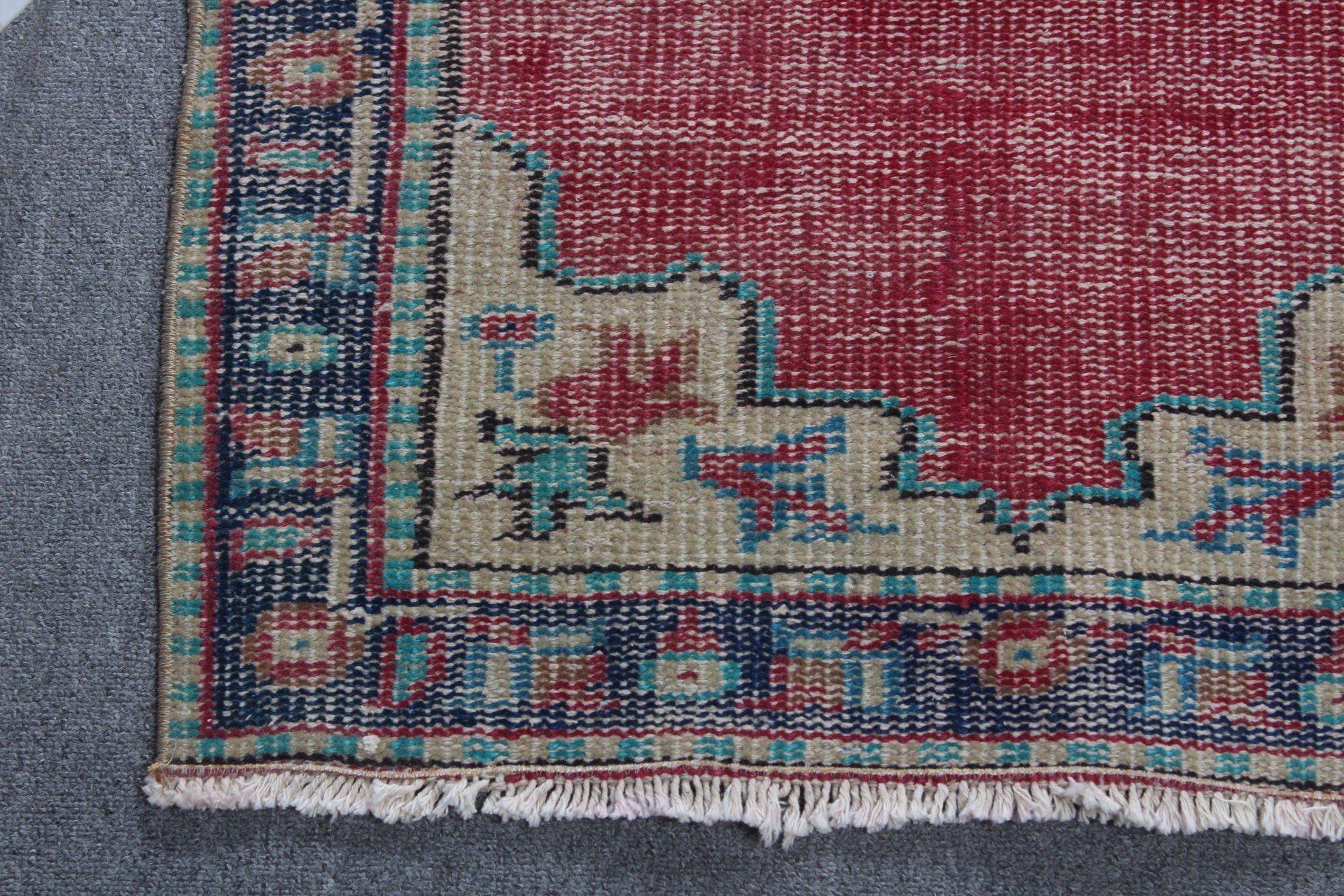 Eklektik Halı, Kırmızı Oryantal Halı, 2.2x5.3 ft Küçük Halılar, Yatak Odası Halıları, Türk Halısı, Duvara Asılı Halı, Oushak Halıları, Vintage Halılar