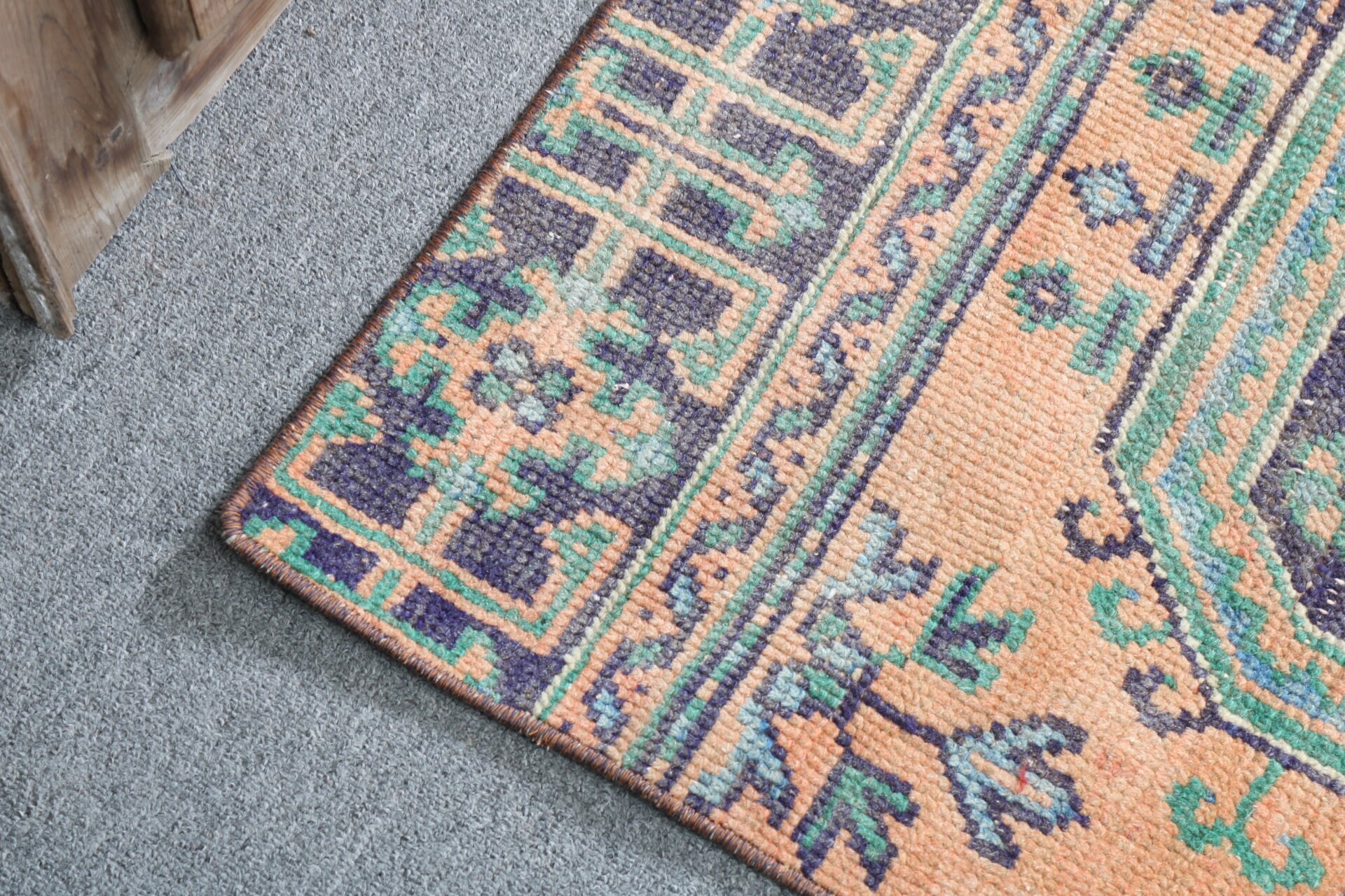 Banyo Halıları, Ev Dekorasyonu Halıları, Turuncu Soğuk Halılar, 1.5x3.1 ft Küçük Halı, Vintage Halılar, Boho Halılar, Duvara Asılı Halı, Türk Halıları, El Dokuma Halı