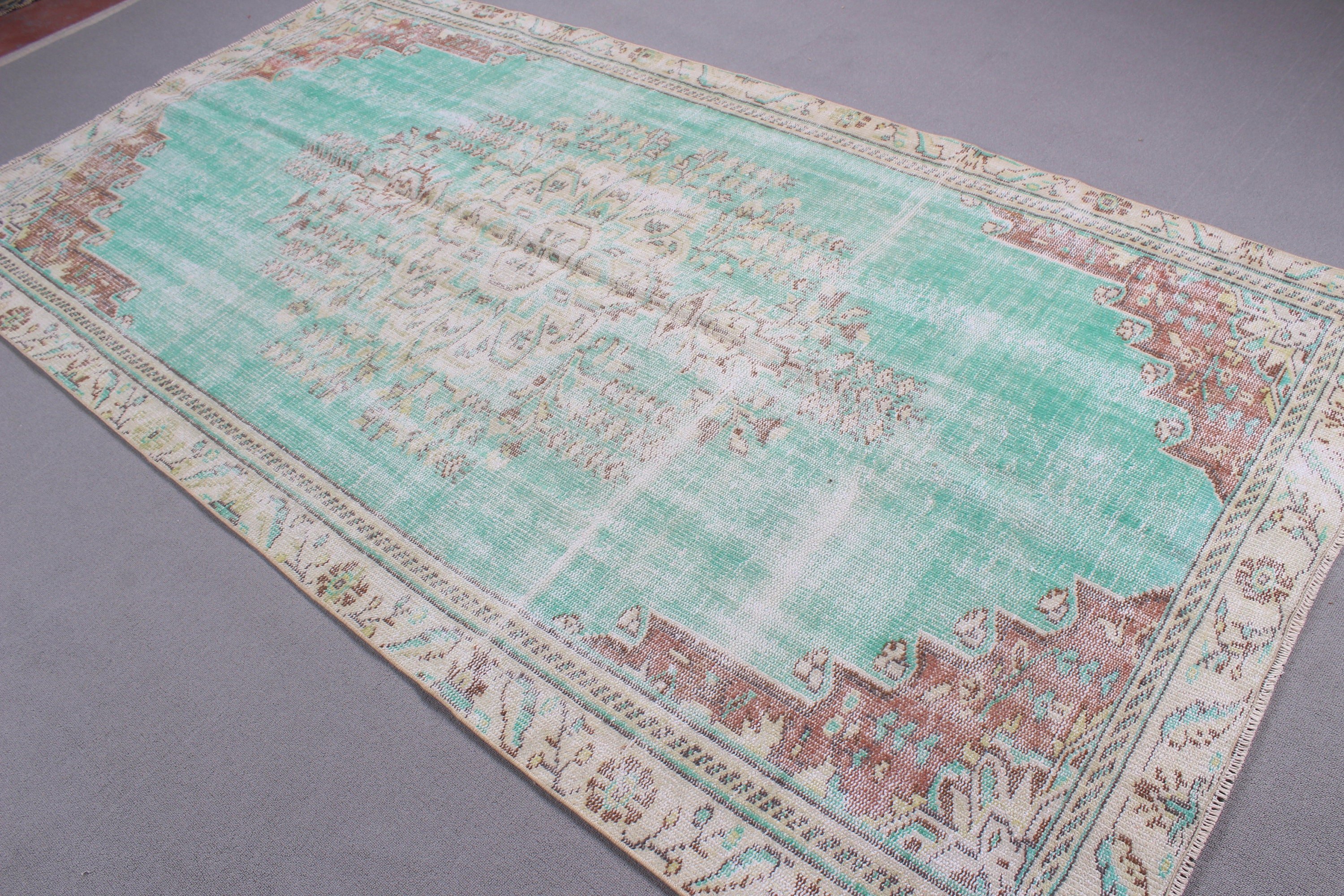 Dining Room Rugs, Large Vintage Rugs, Cool Rug, Exotic Rug, Statement Rugs, 5x9.3 ft Large Rugs, Green Modern Rug, Turkish Rug, Vintage Rug