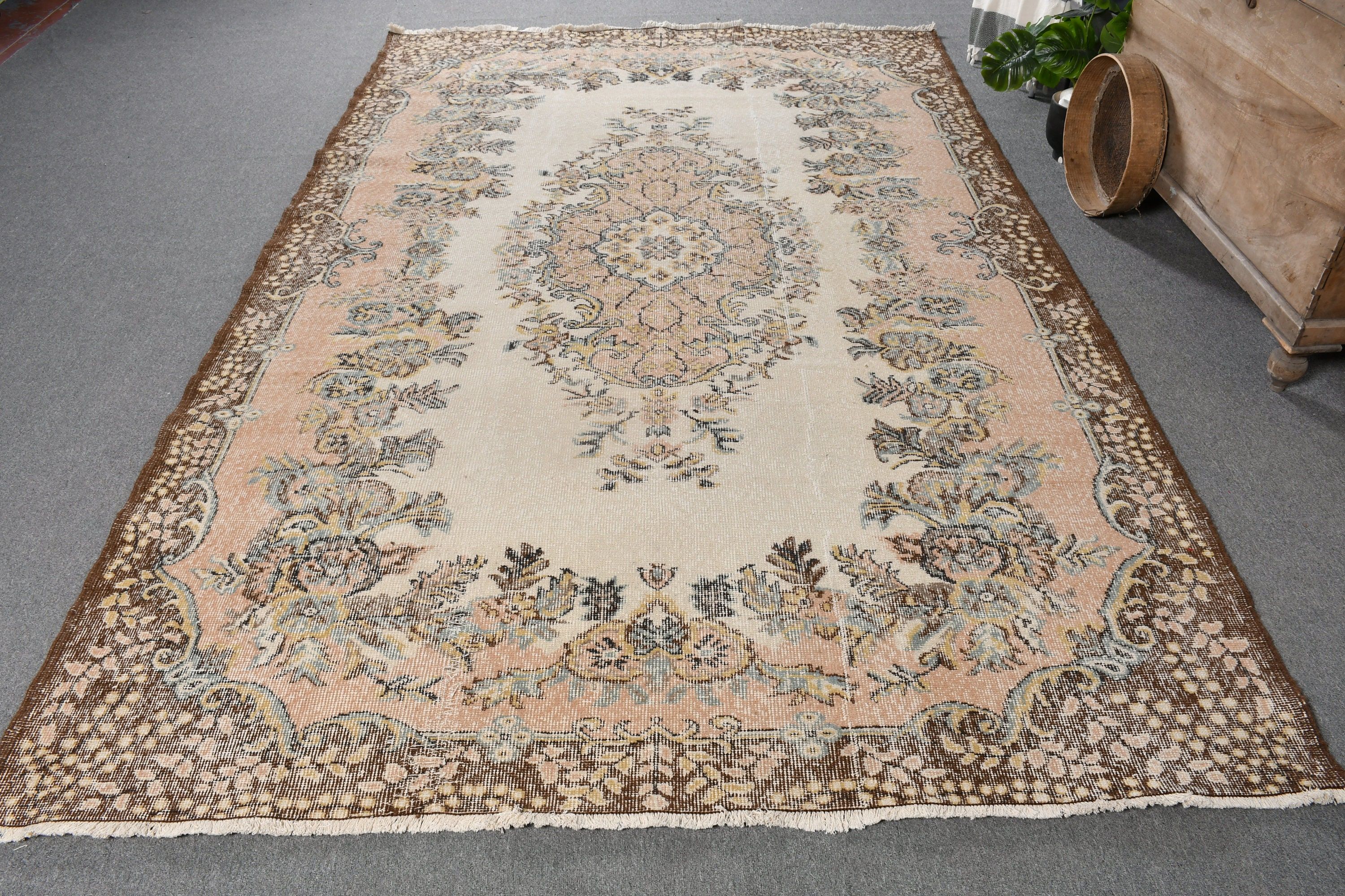 Living Room Rug, Moroccan Rugs, Floor Rug, Turkish Rug, Decorative Rug, Brown Bedroom Rugs, Vintage Rug, Salon Rugs, 6.2x9.9 ft Large Rugs