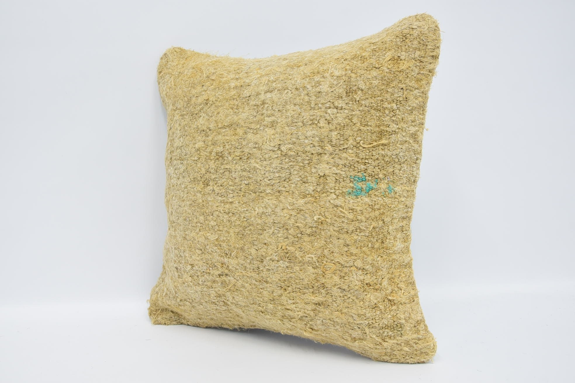 18"x18" Beige Cushion Case, Turkish Kilim Pillow, Nautical Throw Pillow Cover, Pillow for Couch, Vintage Kilim Pillow