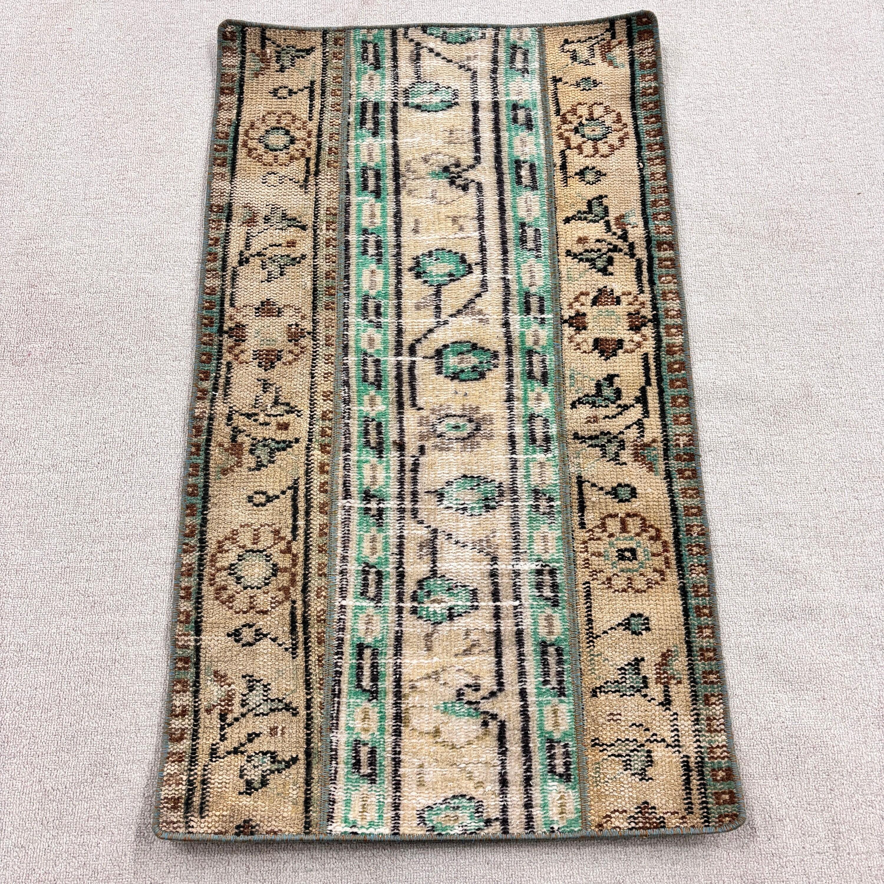 Boho Halı, Yeşil Nötr Halı, Türk Halıları, Banyo Halısı, Mutfak Halısı, Vintage Halılar, Banyo Paspası Boho Halısı, Küçük Boho Halısı, 2x3,4 ft Küçük Halılar