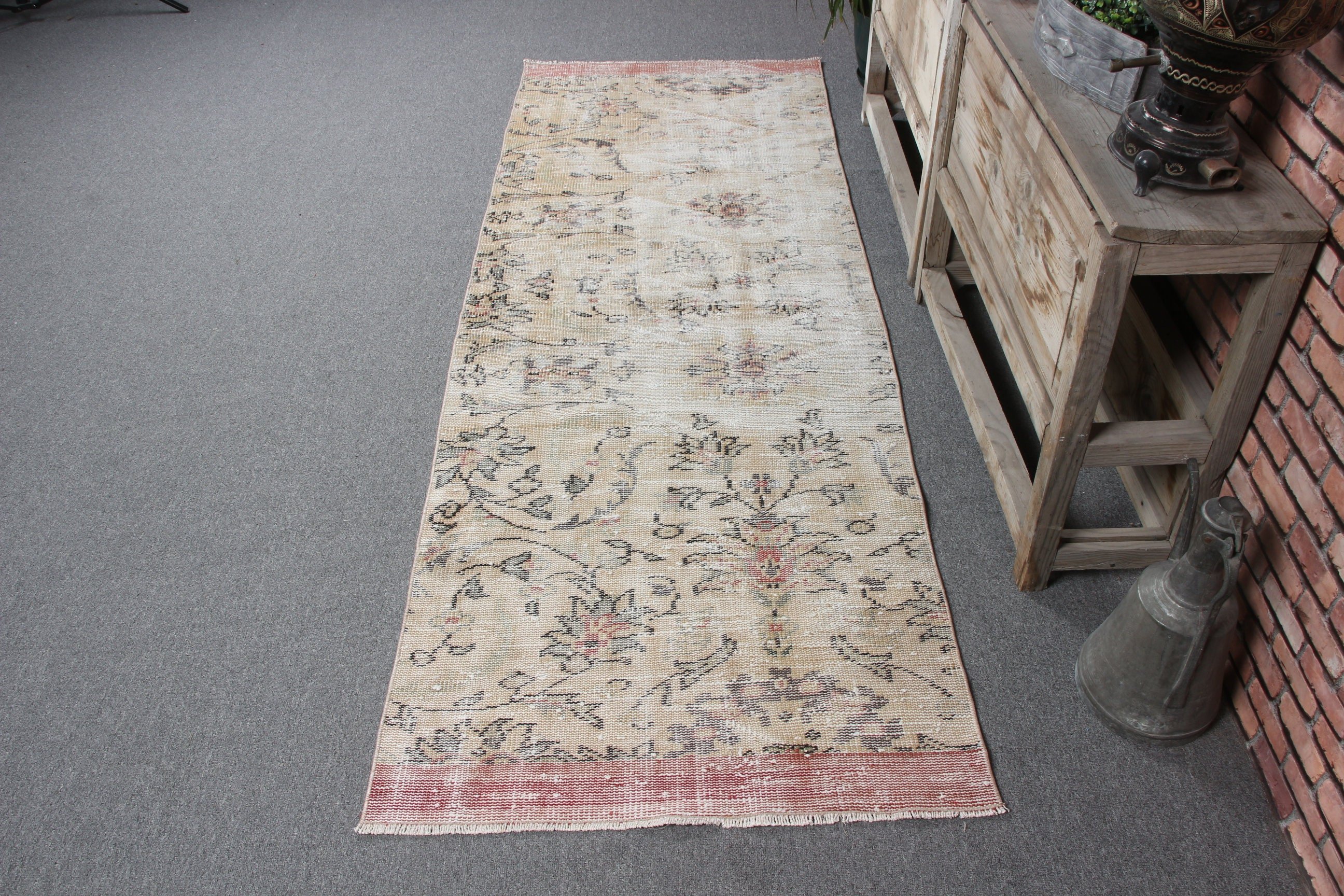 Bej Anadolu Halıları, Vintage Halılar, Koridor Halısı, El Dokuma Halı, 2.6x7.5 ft Runner Halısı, Boho Halıları, Türk Halısı, Vintage Runner Halıları