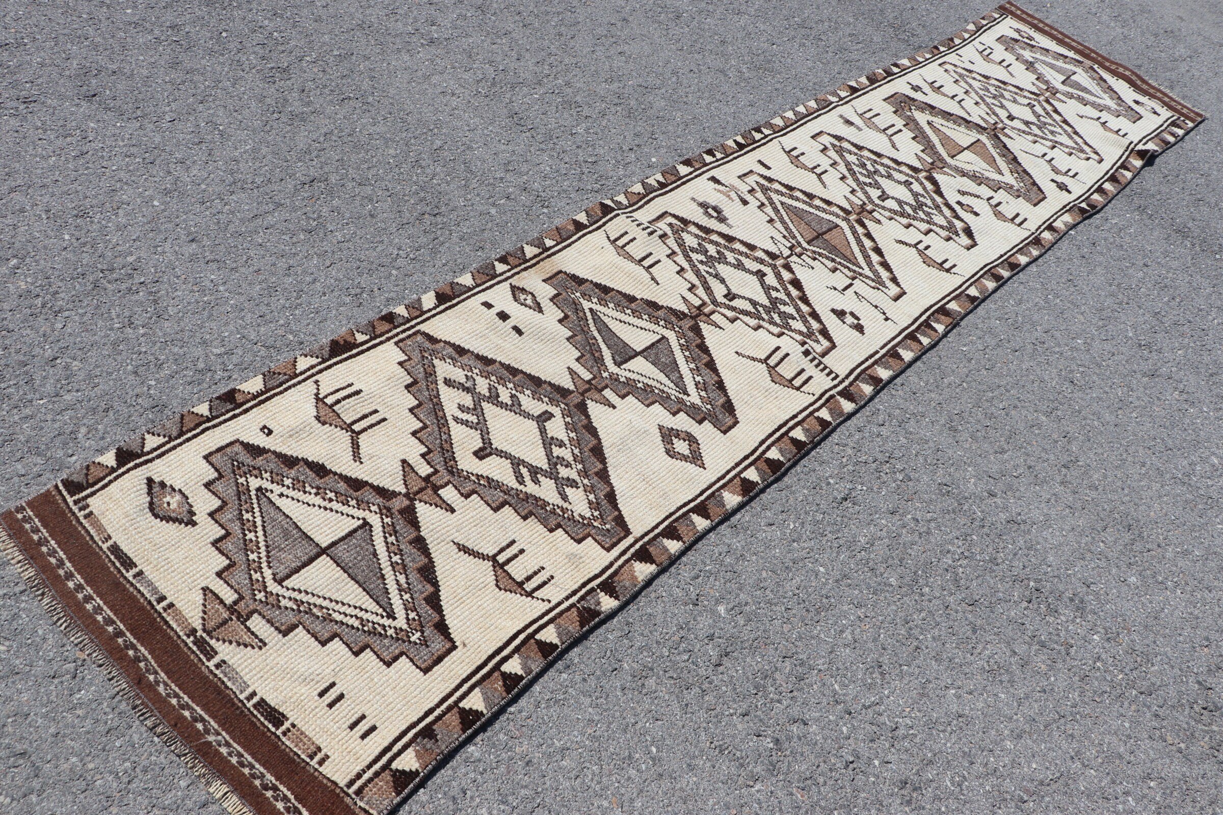 Bedroom Rugs, 2.5x11.3 ft Runner Rug, Antique Rug, Corridor Rug, Hallway Rug, Pastel Rug, Turkish Rugs, Beige Home Decor Rug, Vintage Rugs