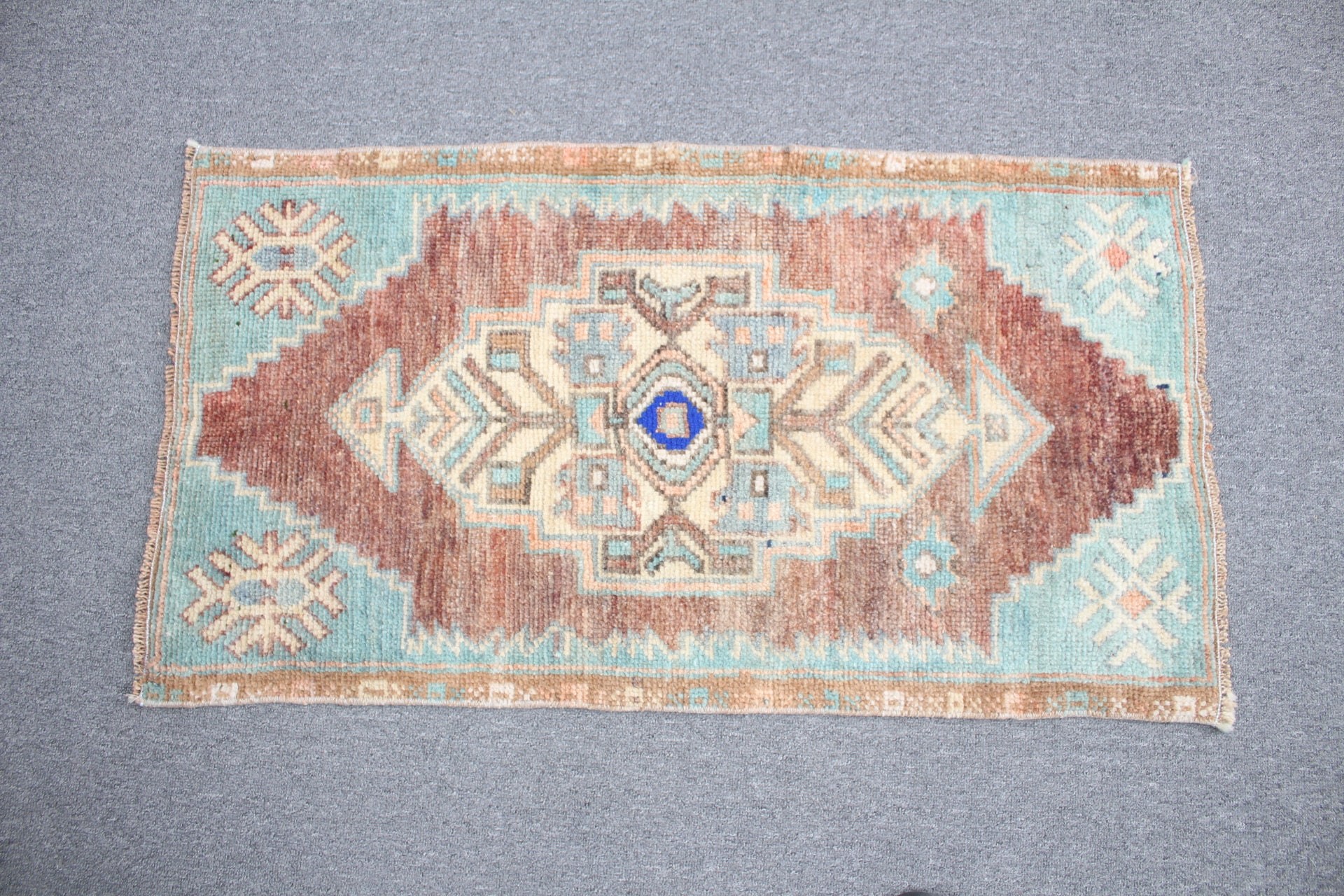 Yatak Odası Halıları, Oushak Halı, Vintage Halı, Paspas Halıları, Giriş Halıları, Türk Halısı, Yeşil Soğuk Halılar, 1.7x3.1 ft Küçük Halı