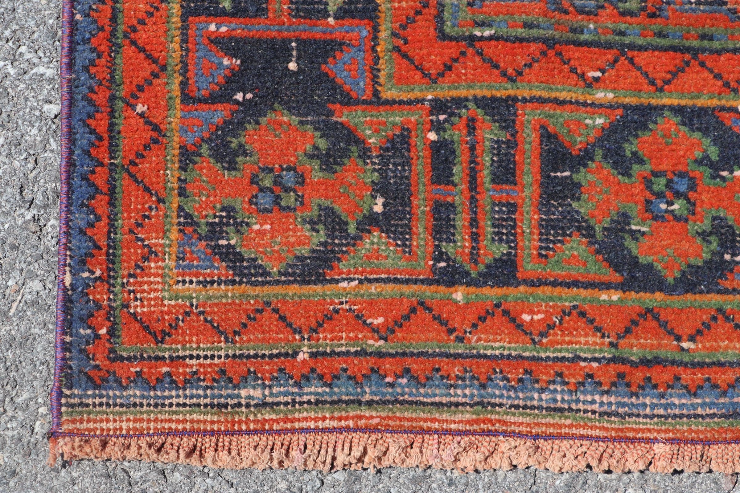 Turuncu Oushak Halı, Vintage Halılar, Türk Halısı, Mutfak Halısı, Oryantal Halı, Bohem Halısı, Yatak Odası Halısı, 4.4x11.5 ft Koşucu Halısı, Koridor Halısı