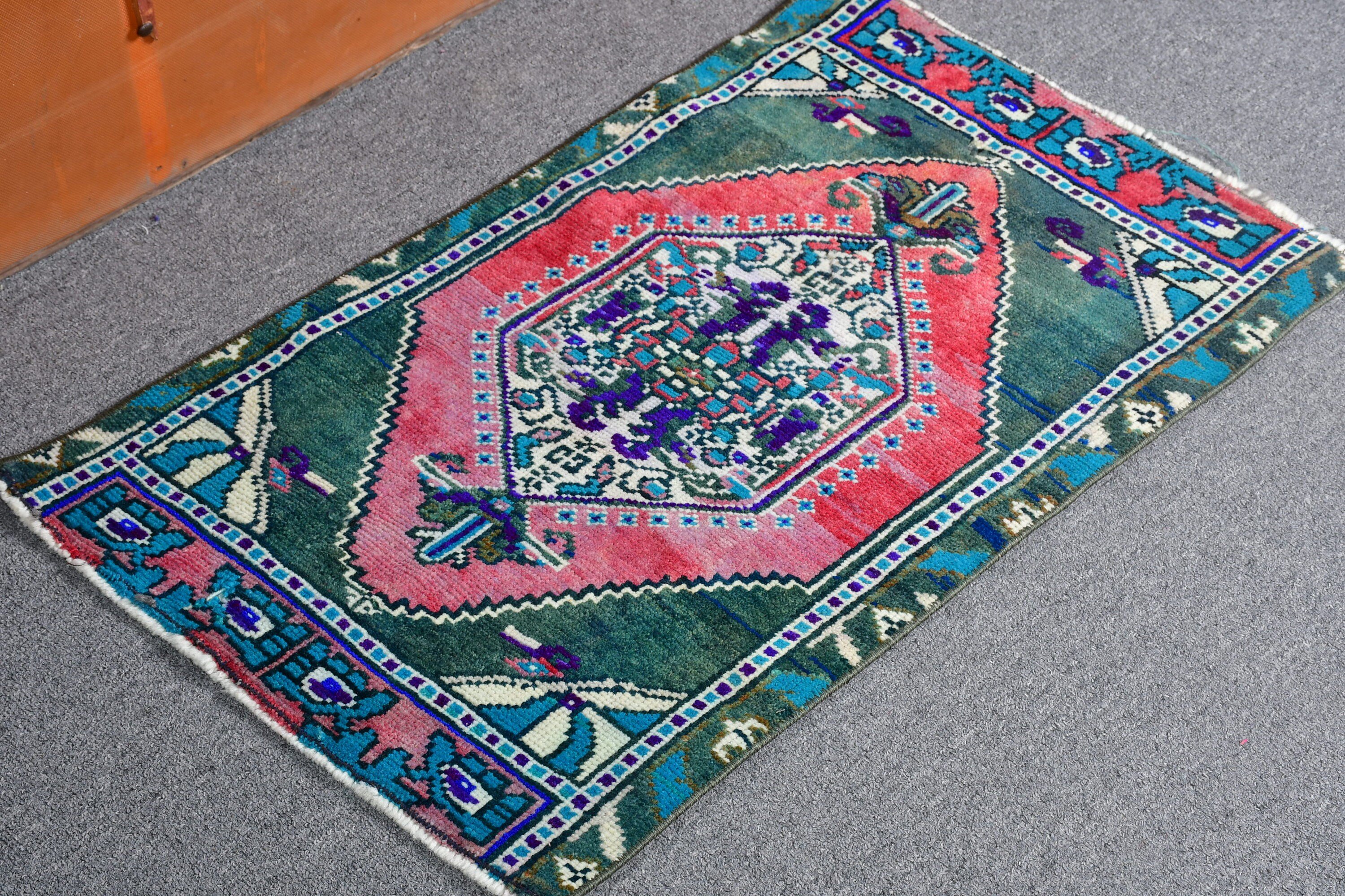 Düz Dokuma Halılar, Vintage Halılar, Çocuk Halısı, Mutfak Halısı, Yeşil 1.5x2.5 ft Küçük Halı, Ev Dekorasyonu Halıları, Oushak Halısı, Türk Halıları