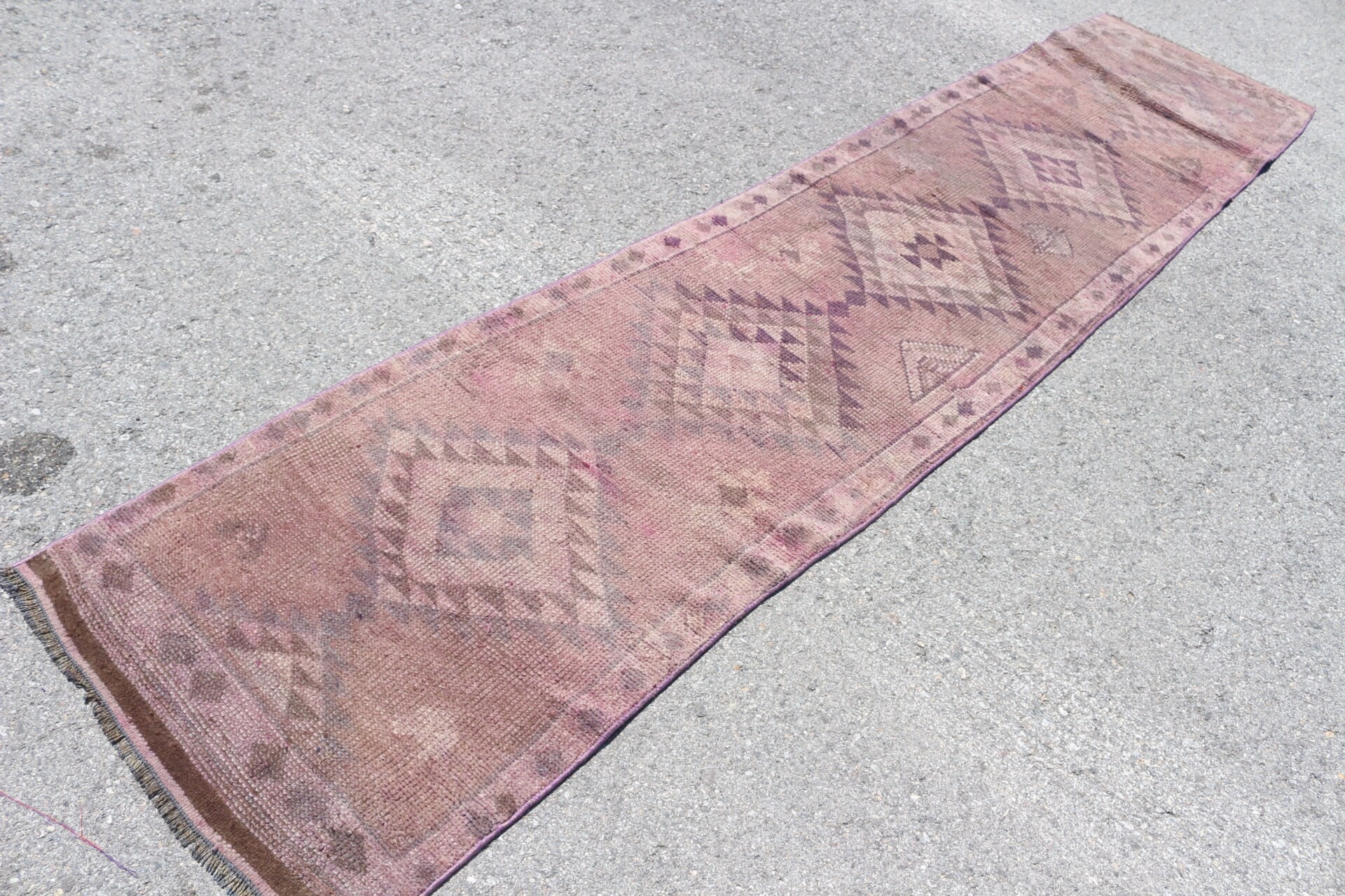 Aesthetic Rug, Oushak Rugs, Hallway Rug, Rugs for Corridor, Bedroom Rug, Brown Oushak Rug, Vintage Rug, Turkish Rug, 2.4x11.6 ft Runner Rug