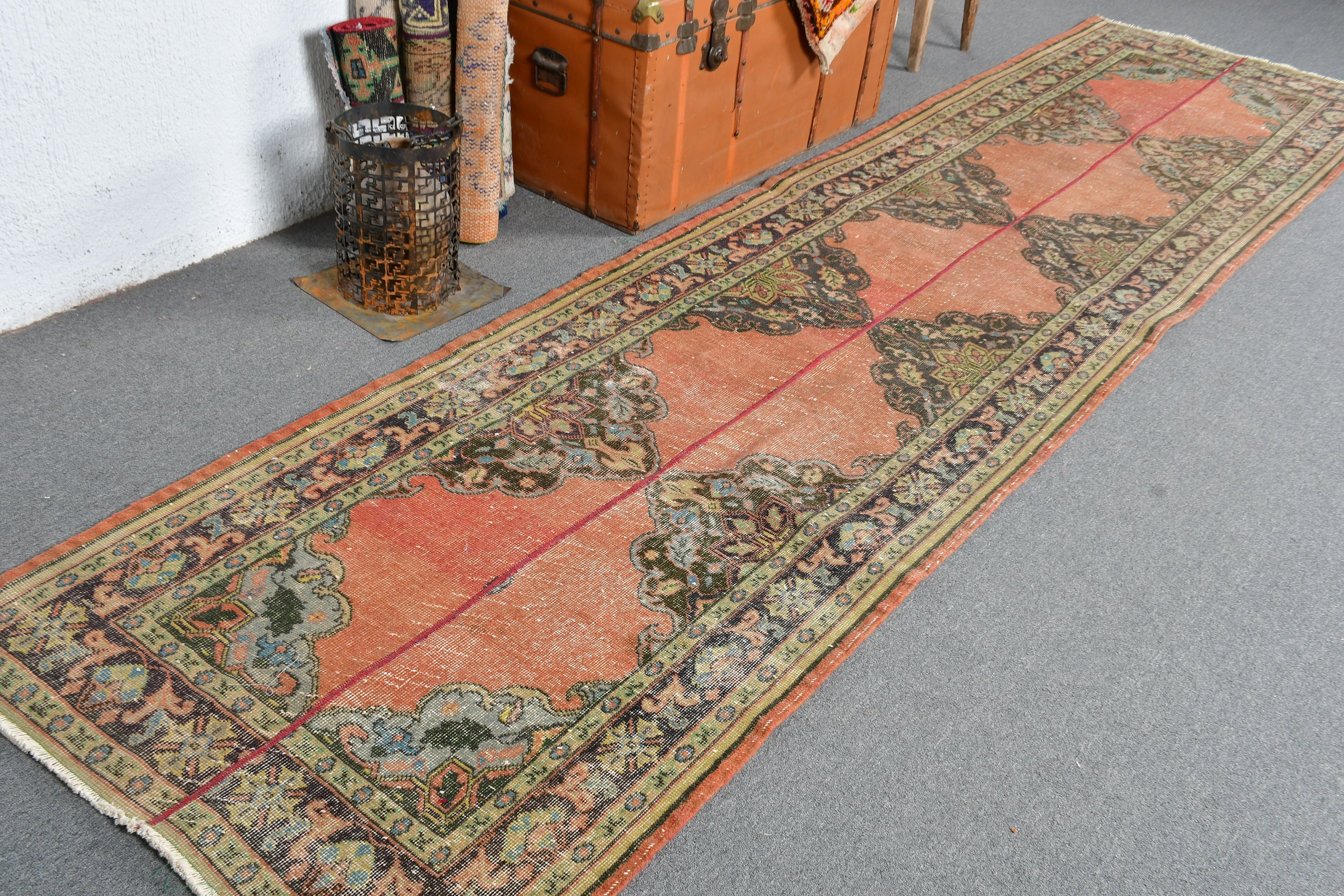 Kitchen Rug, Corridor Rugs, Hallway Rug, Ethnic Rug, Red Moroccan Rug, Anatolian Rug, Turkish Rug, Vintage Rug, 3.1x12.7 ft Runner Rug