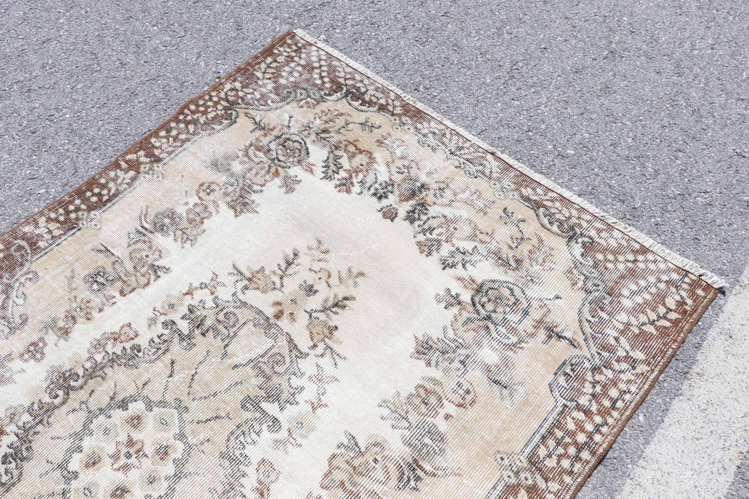 Turkish Rug, Vintage Decor Rugs, 4x6.6 ft Area Rug, Wool Rugs, Vintage Rug, Bedroom Rugs, Floor Rug, Beige Oriental Rug, Rugs for Indoor