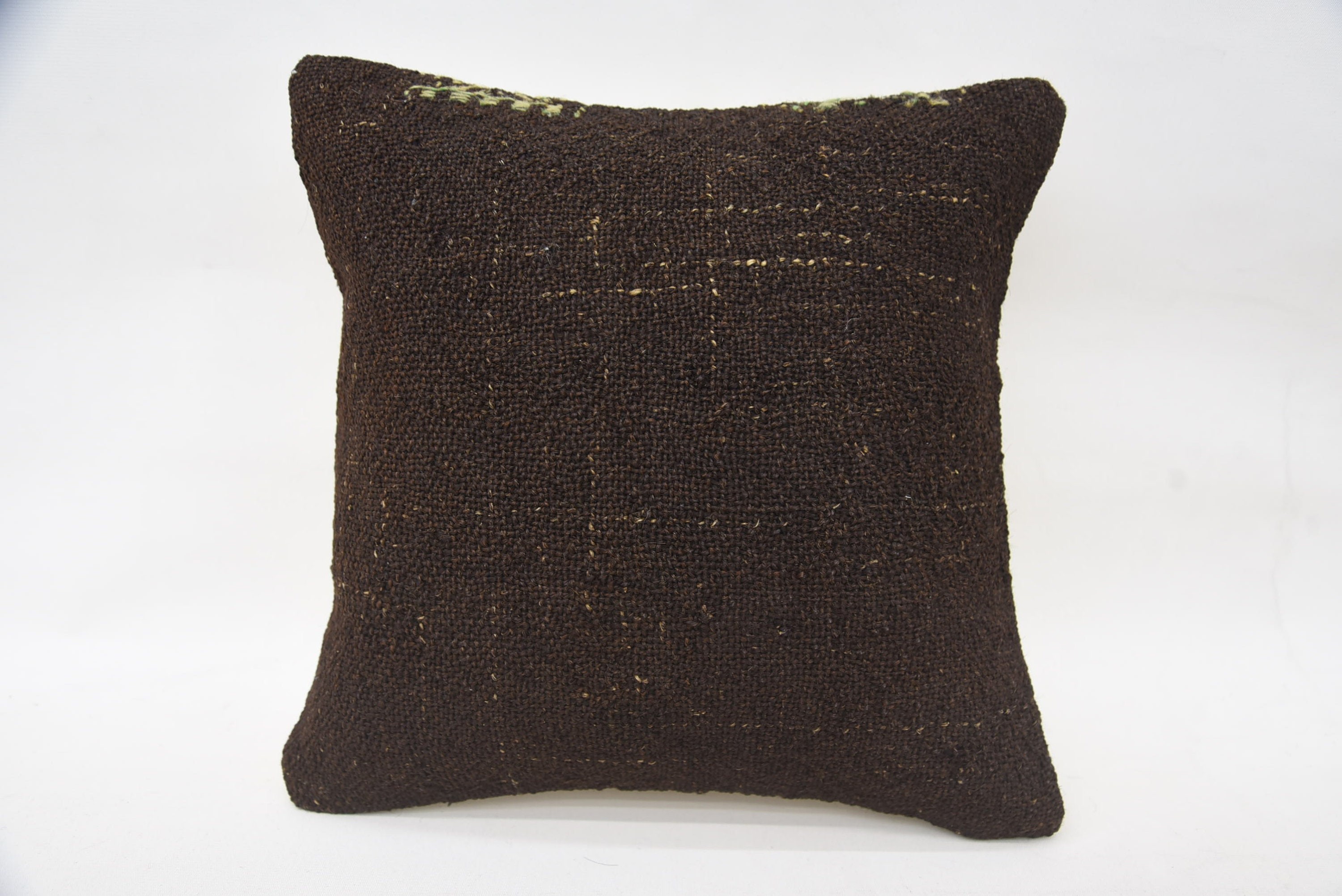 Turkish Kilim Pillow, Tapestry Pillow Case, Vintage Kilim Throw Pillow, Antique Pillows, 14"x14" Brown Cushion Cover