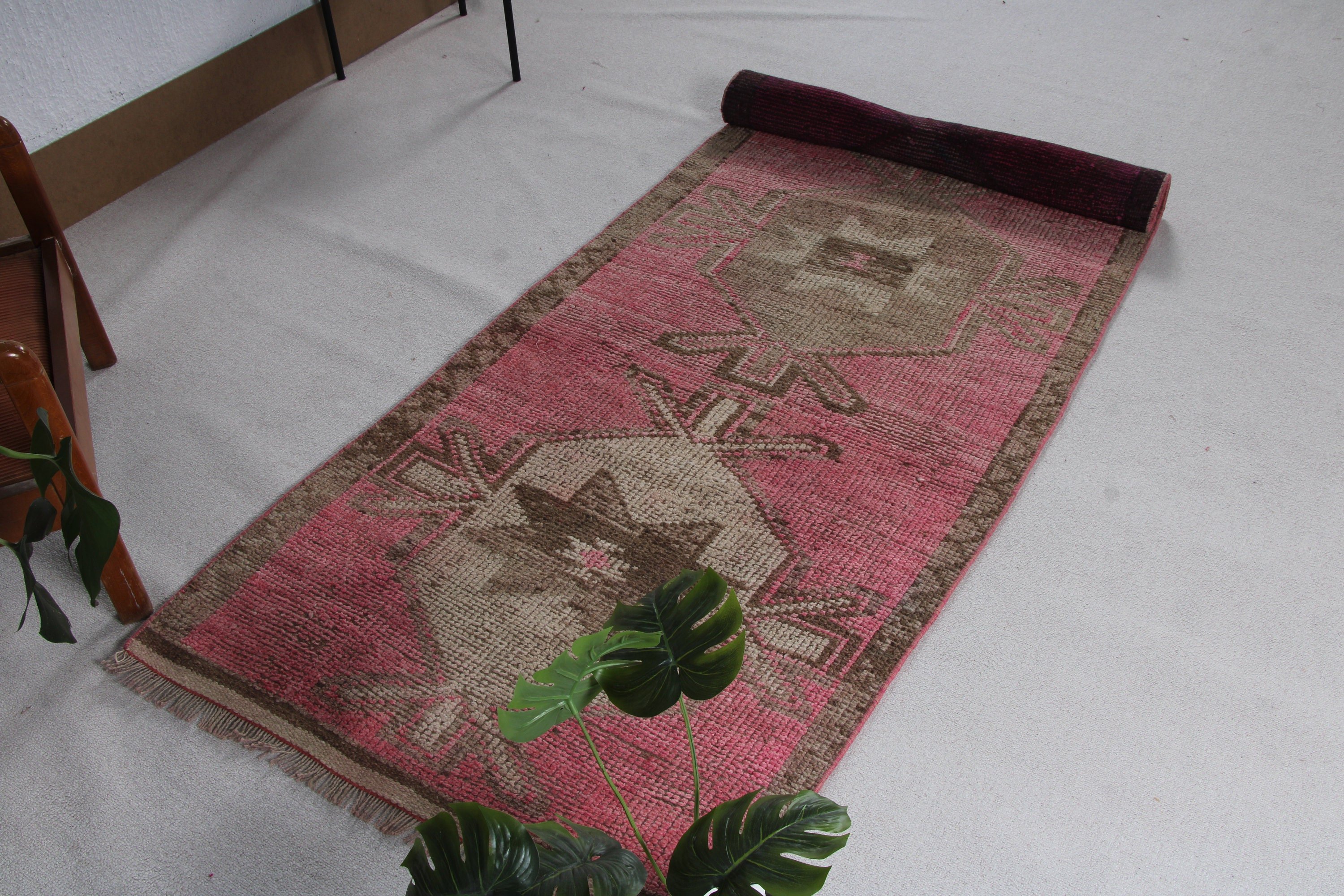 Beni Ourain Runner Halıları, Koridor Halıları, Mutfak Halıları, Vintage Halı, Pembe Lüks Halı, Türk Halısı, 3.1x9.5 ft Runner Halısı, Yer Halısı