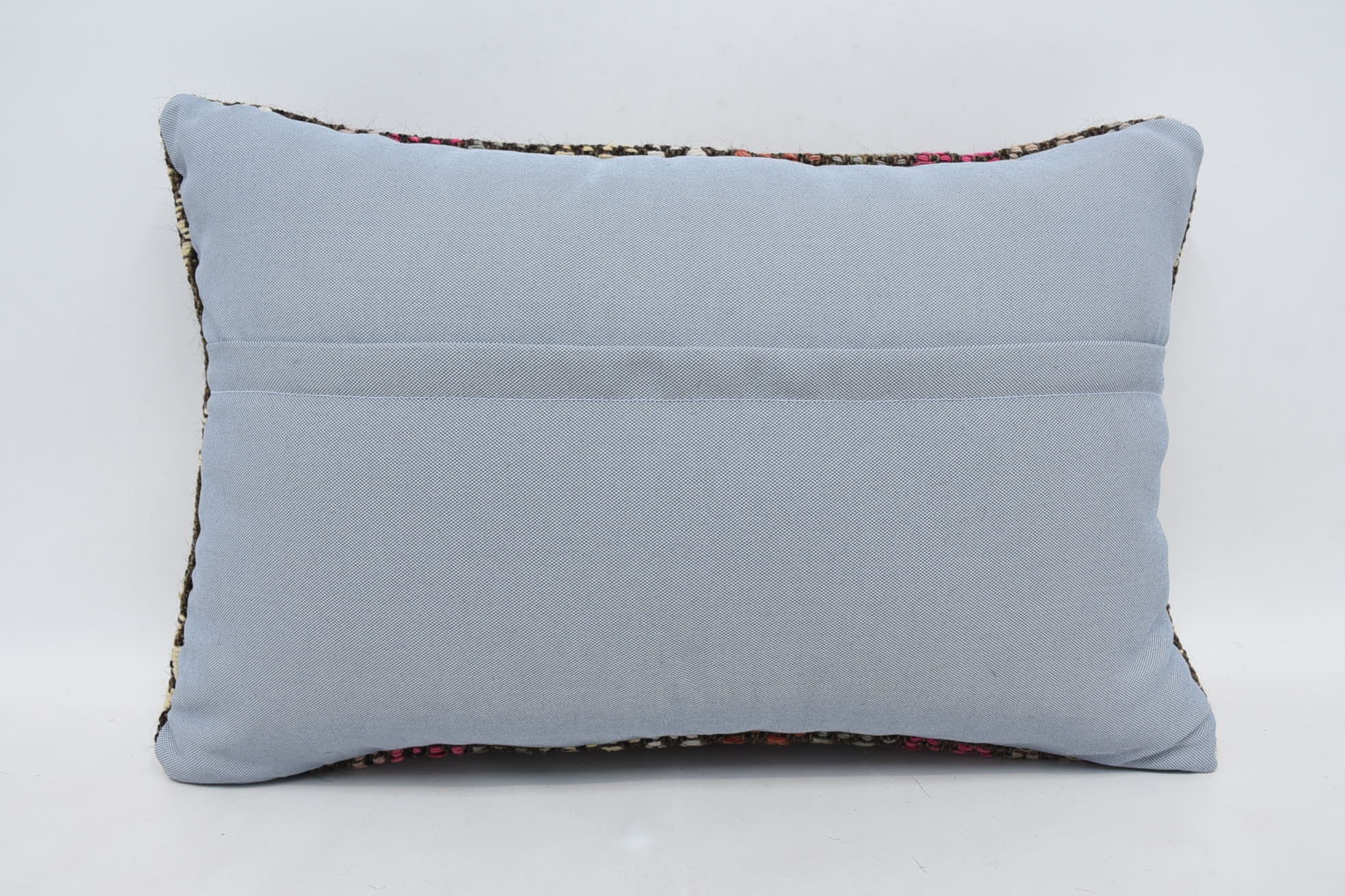 Vintage Throw Cushion Case, Boho Pillow Sham Cover, 16"x24" Pink Pillow Case, Turkish Kilim Pillow, Handmade Kilim Cushion