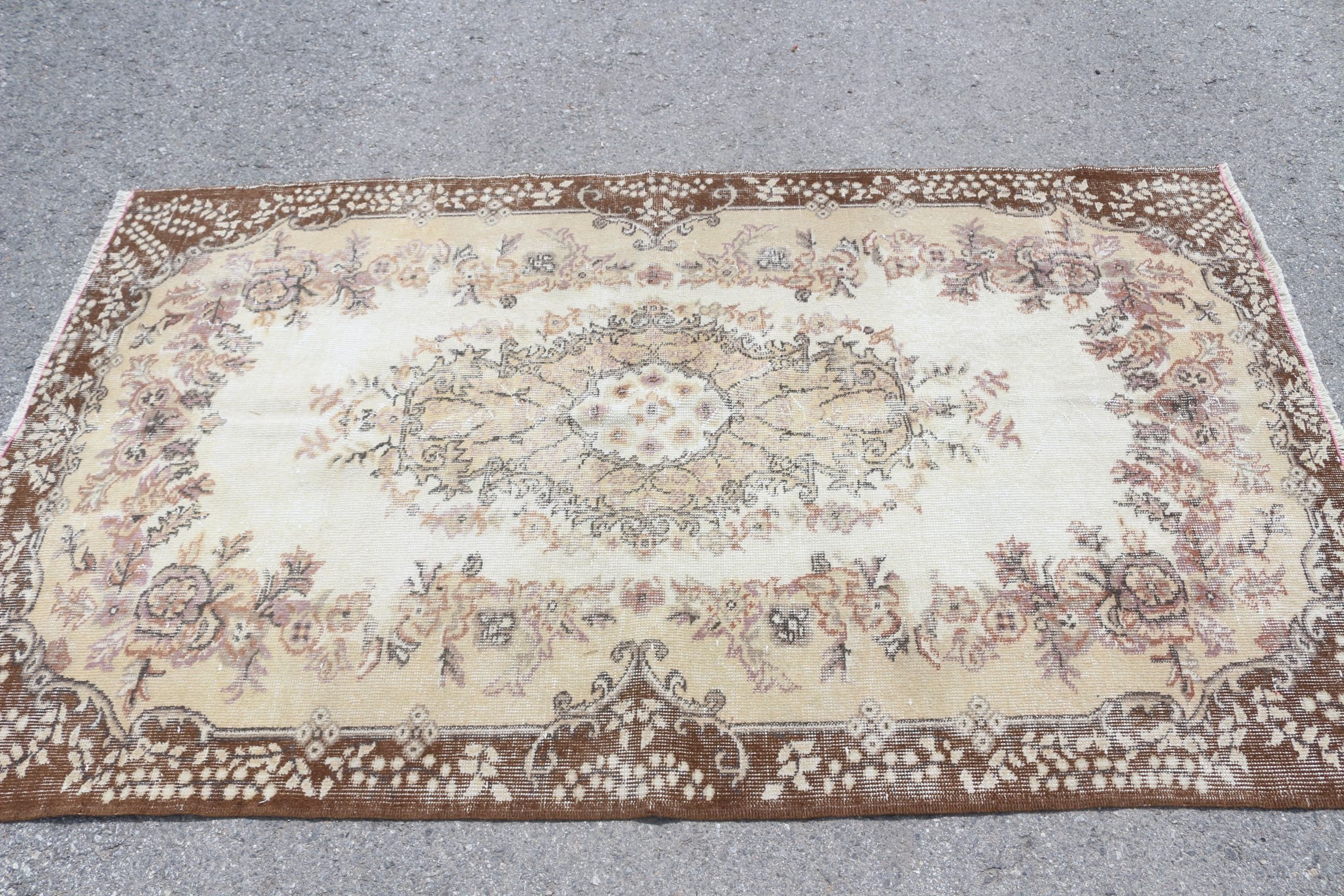 3.9x6.5 ft Area Rug, Turkey Rug, Oushak Rugs, Turkish Rugs, Living Room Rug, Vintage Rug, Oriental Rug, Beige Kitchen Rug, Rugs for Indoor