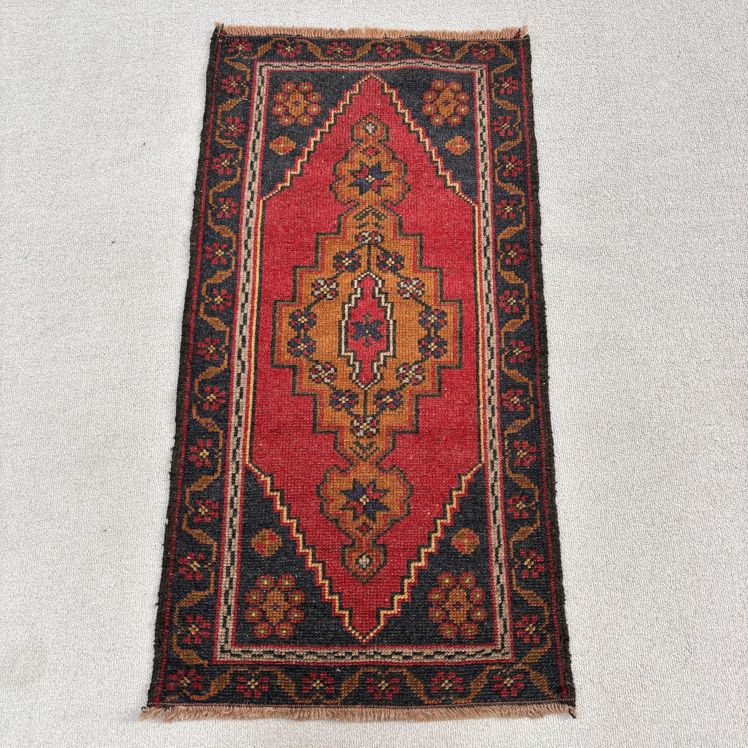 Vintage Rug, 1.8x3.4 ft Small Rugs, Oriental Rugs, Turkish Rug, Kitchen Rugs, Door Mat Rugs, Red Moroccan Rug, Statement Rug, Outdoor Rugs