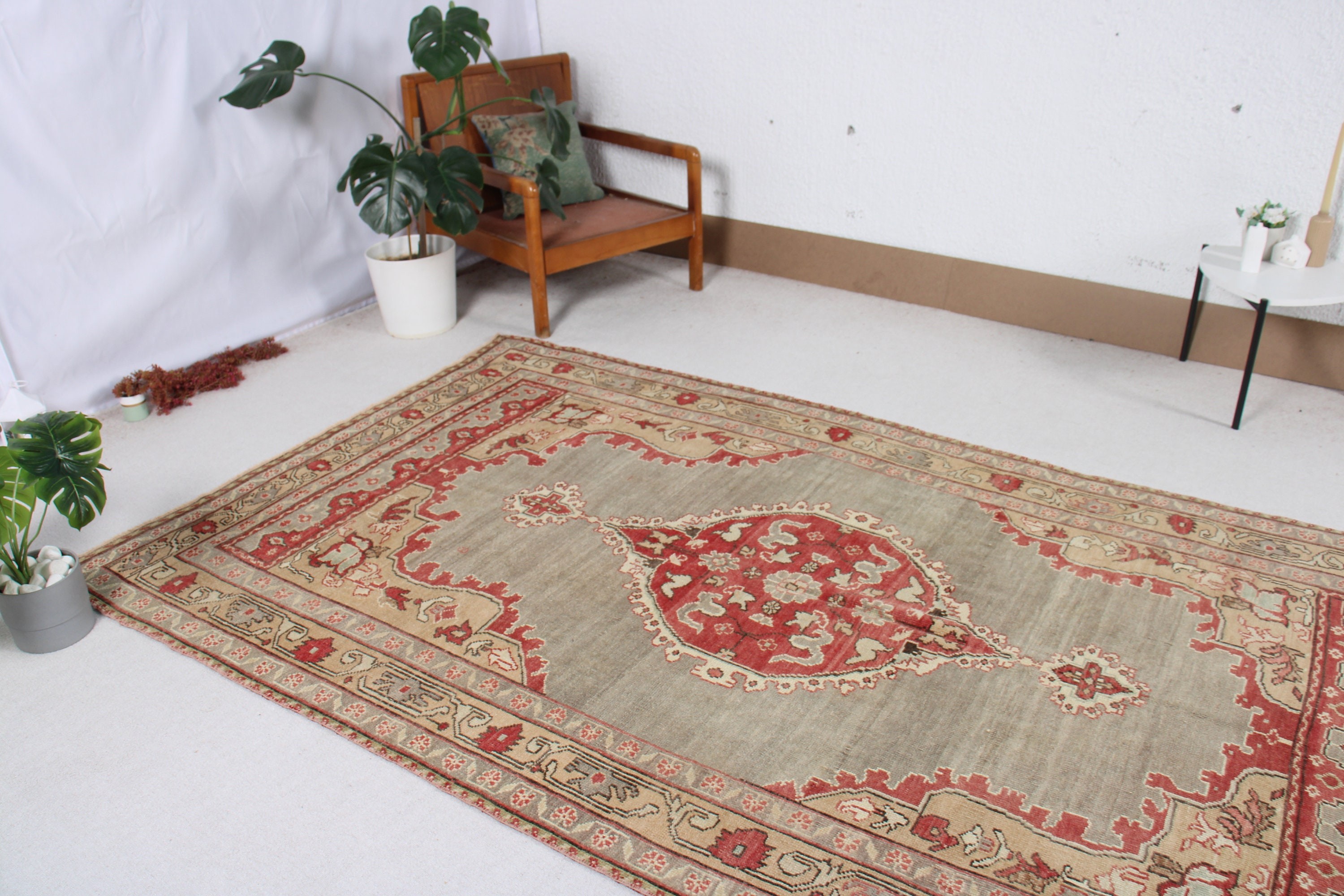 Büyük Vintage Halılar, Büyük Oushak Halı, Gri Fas Halıları, Modern Halı, Vintage Halı, 5.1x8.9 ft Büyük Halı, Türk Halısı, El Dokuma Halılar