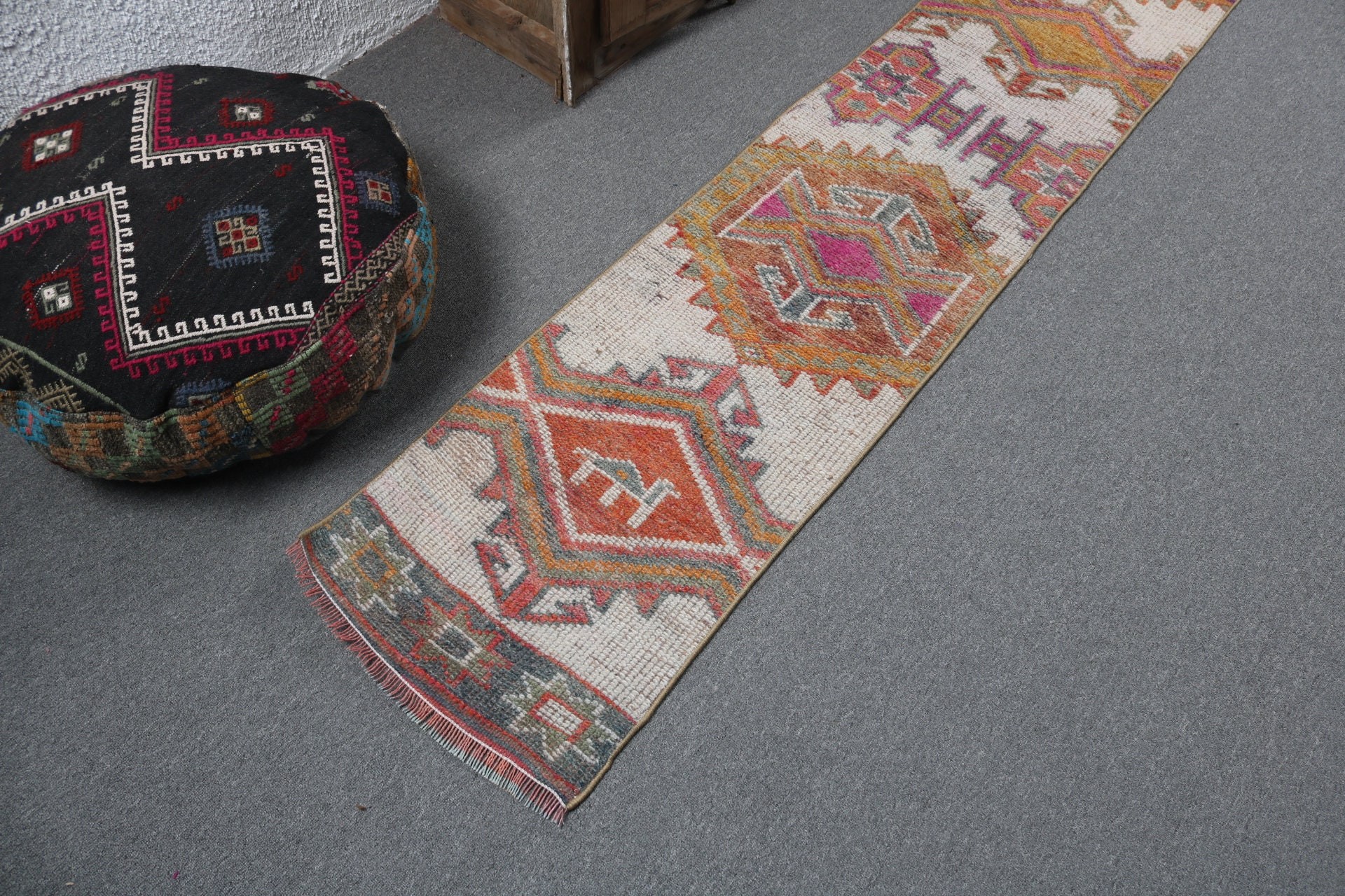 Antika Halı, Yatak Odası Halısı, Bej Oryantal Halılar, Koridor Halıları, Vintage Runner Halıları, Vintage Halılar, Türk Halısı, 1.6x10.5 ft Runner Halıları