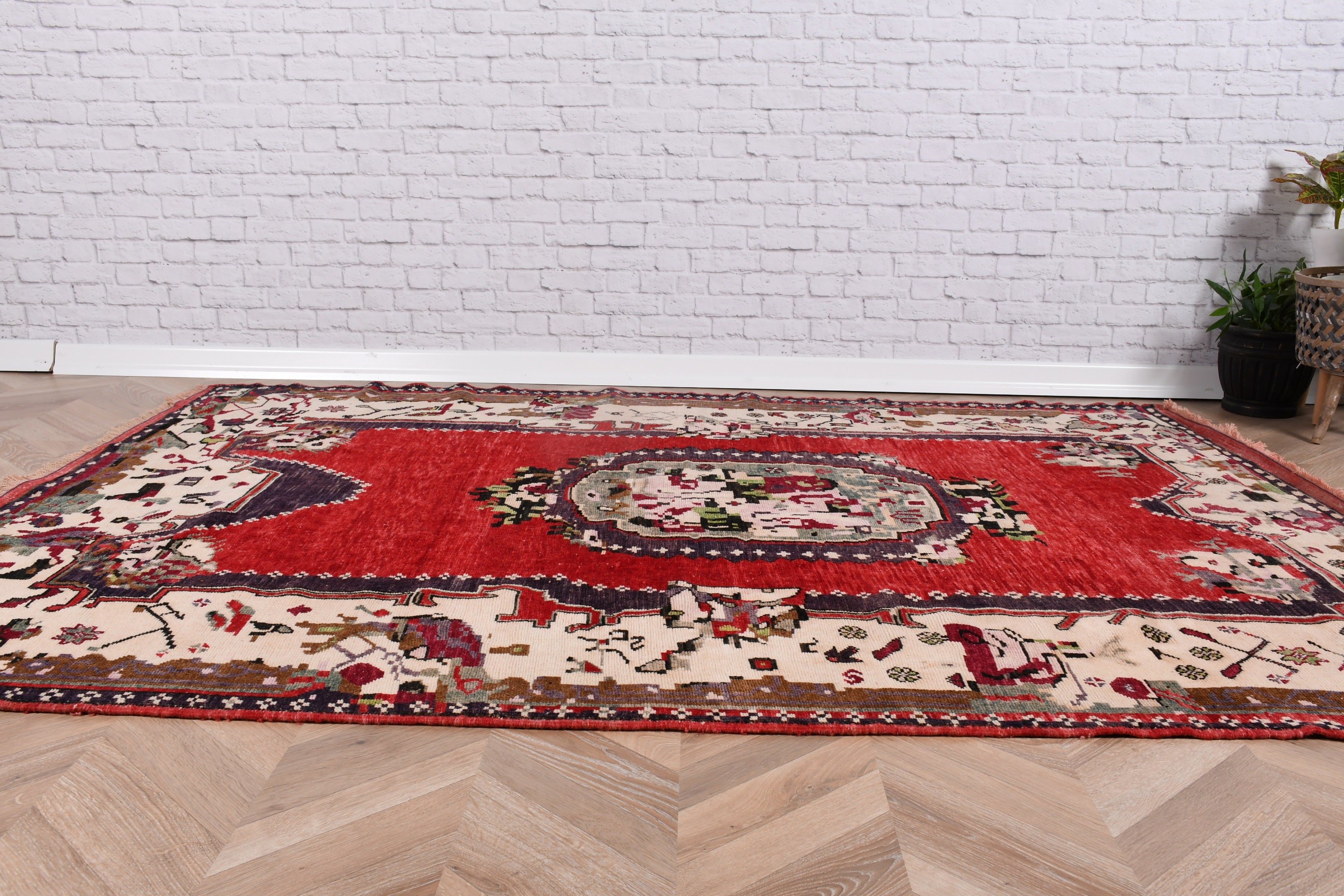 Antique Rugs, Boho Rugs, Rugs for Oushak Area, Red Luxury Rugs, Turkish Rug, 5.2x7.1 ft Area Rug, Vintage Rugs, Flatweave Rugs, Indoor Rugs