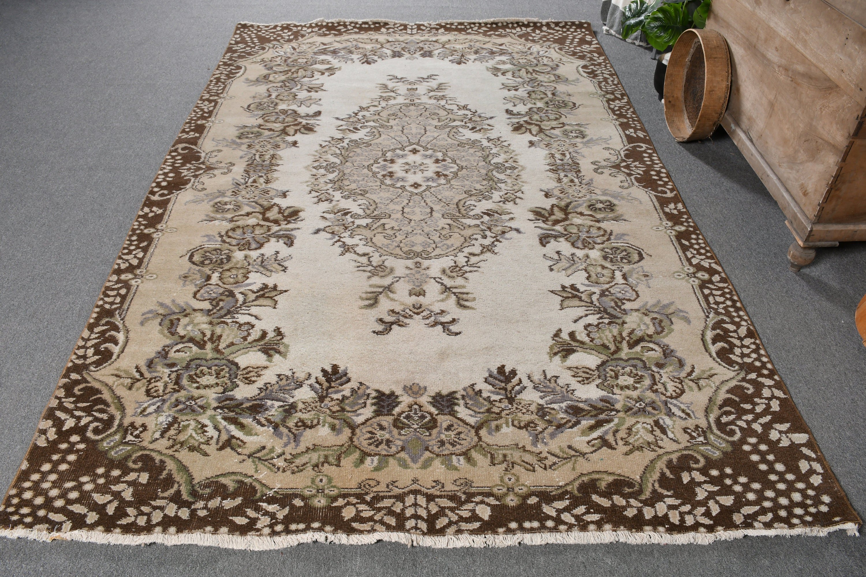 Anadolu Halısı, Vintage Halılar, Sevimli Halı, Türk Halısı, Salon Halısı, Ev Dekor Halısı, 5.7x8.6 ft Büyük Halılar, Bej Ev Dekor Halısı, Yemek Odası Halısı