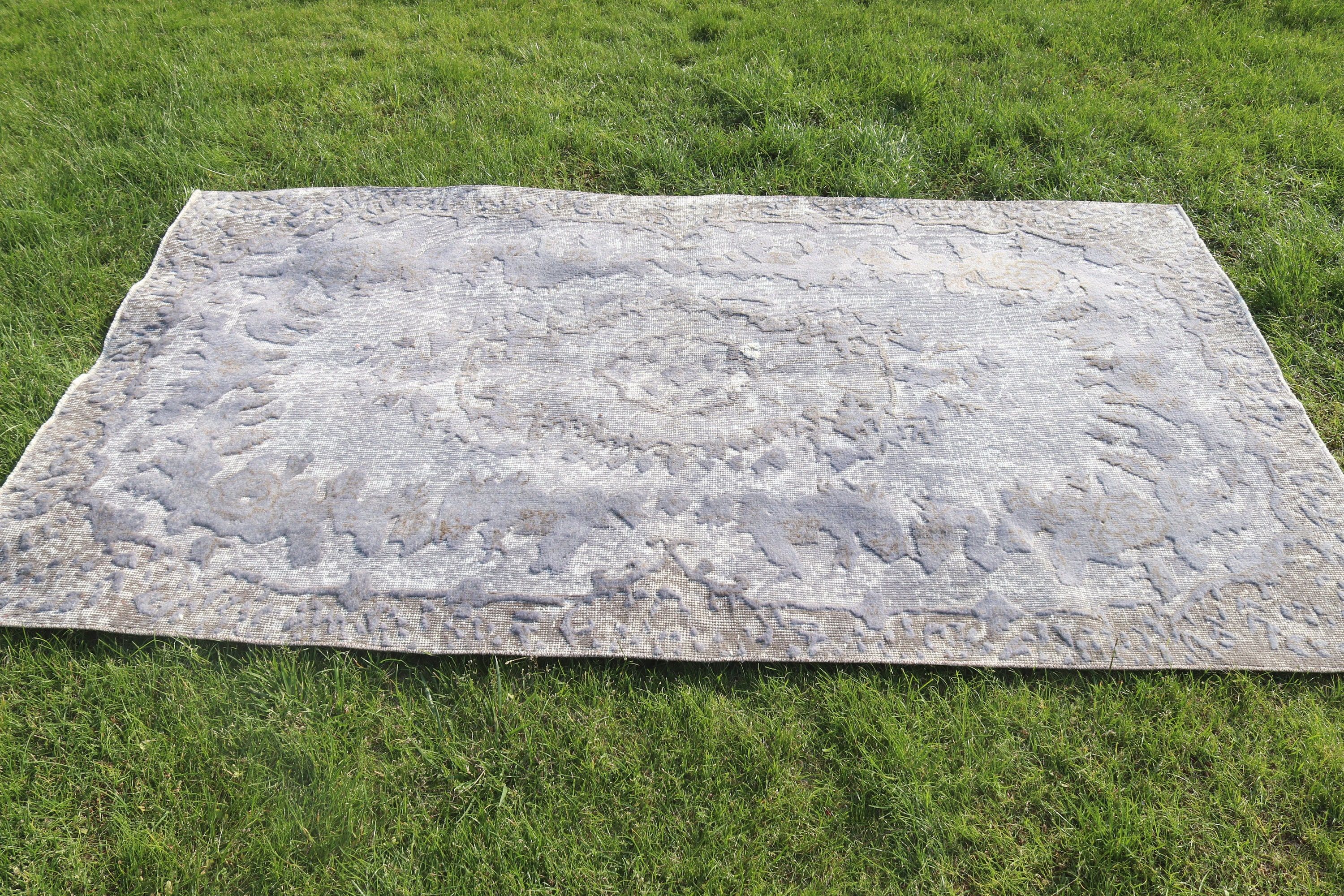 Oushak Halı, 3.8x6.8 ft Alan Halısı, Vintage Alan Halısı, Yatak Odası Halıları, Vintage Halı, İç Mekan Halıları, Türk Halısı, Dekoratif Halı, Beyaz Mutfak Halısı