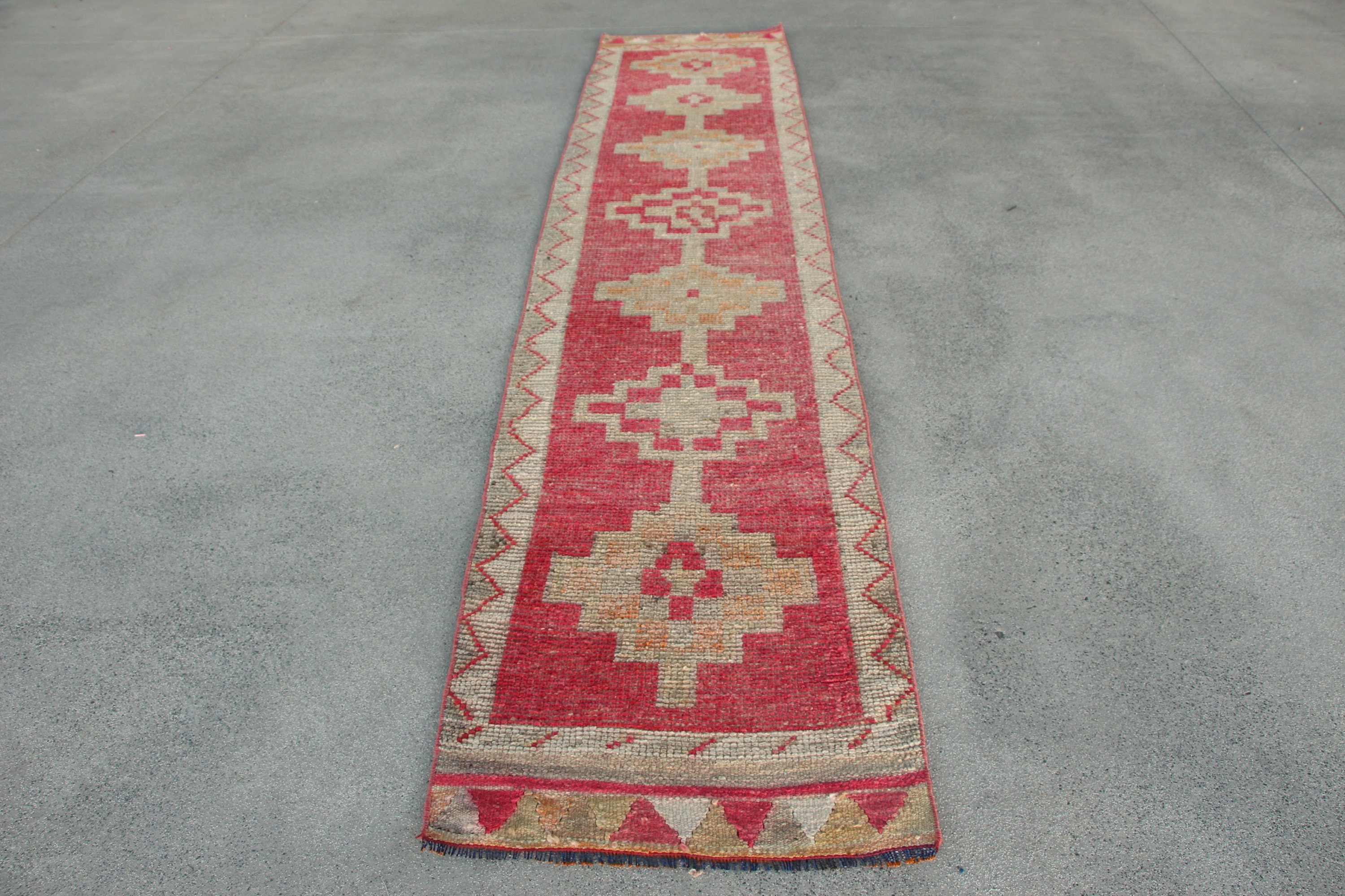 Nomadic Rug, Anatolian Rugs, Vintage Rug, Corridor Rugs, Hallway Rugs, Turkish Rug, Red Oriental Rug, 2.3x11.4 ft Runner Rug