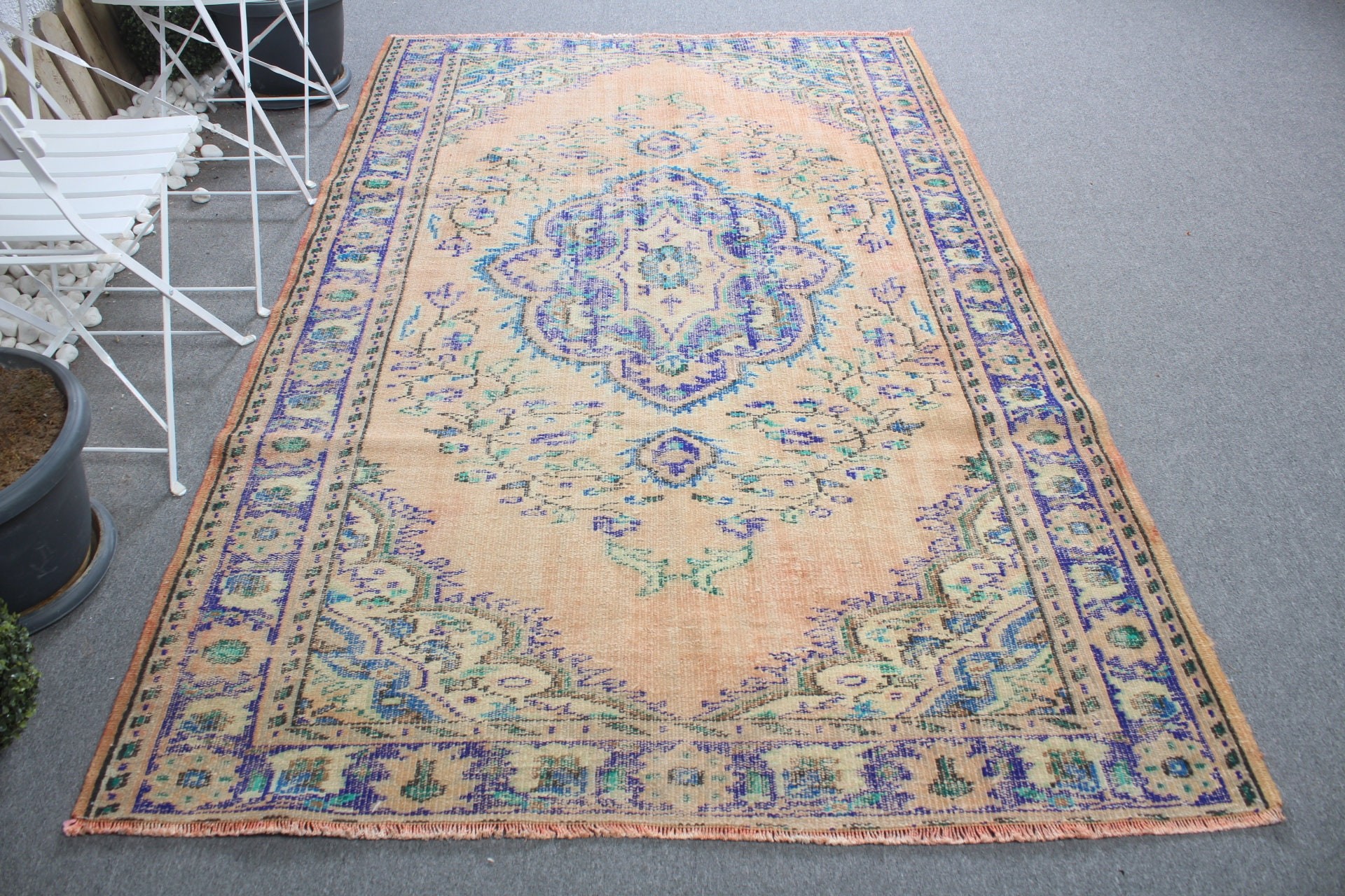 Turuncu Yün Halılar, Oushak Halı, Yatak Odası Halısı, Yemek Odası Halıları, 5.2x8.2 ft Büyük Halı, Türk Halıları, Düğün Halıları, Vintage Halılar