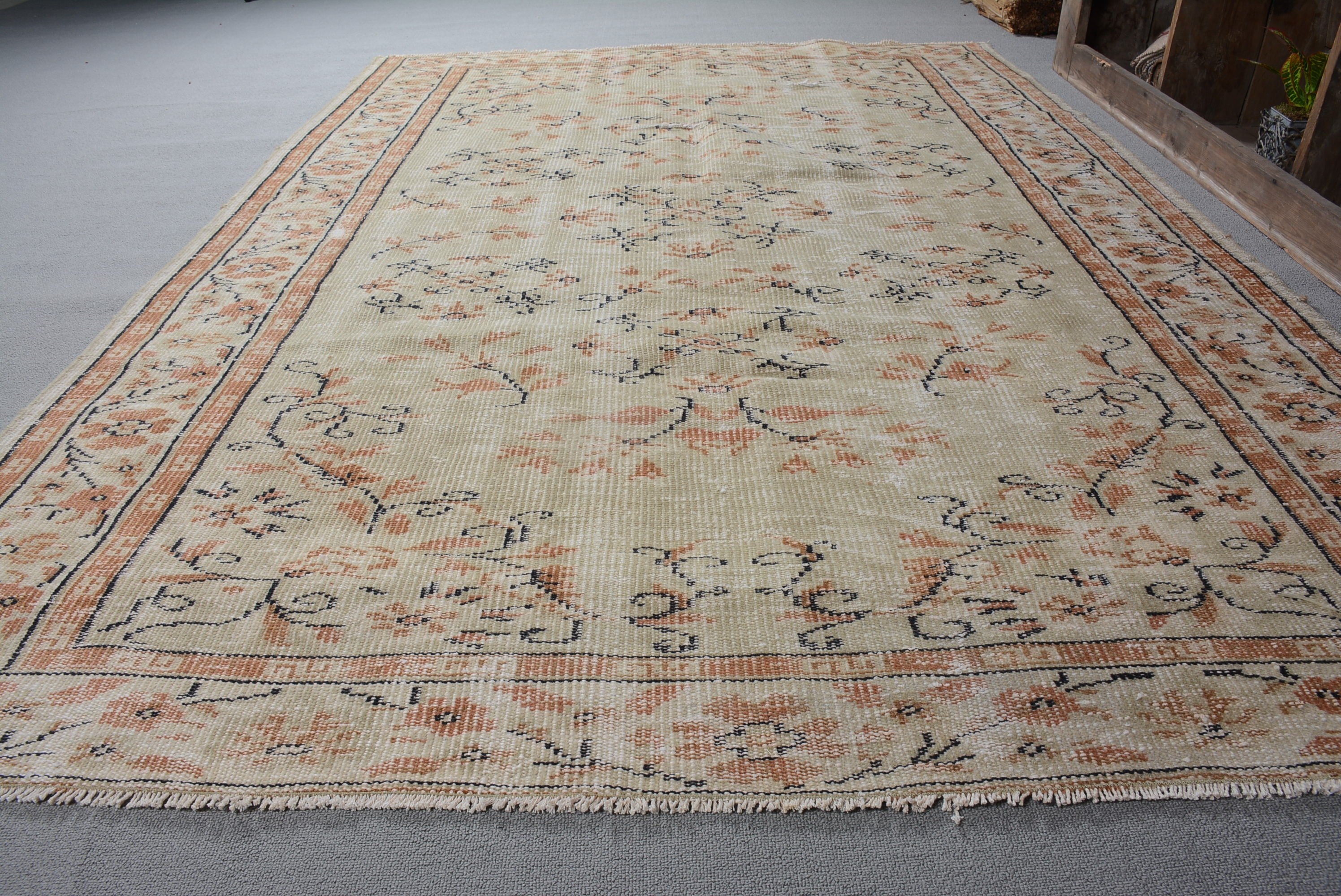 Turkish Rug, Cool Rug, 5.8x8.1 ft Large Rug, Dining Room Rug, Vintage Rugs, Bedroom Rug, Dorm Rug, Green Oriental Rugs, Anatolian Rugs