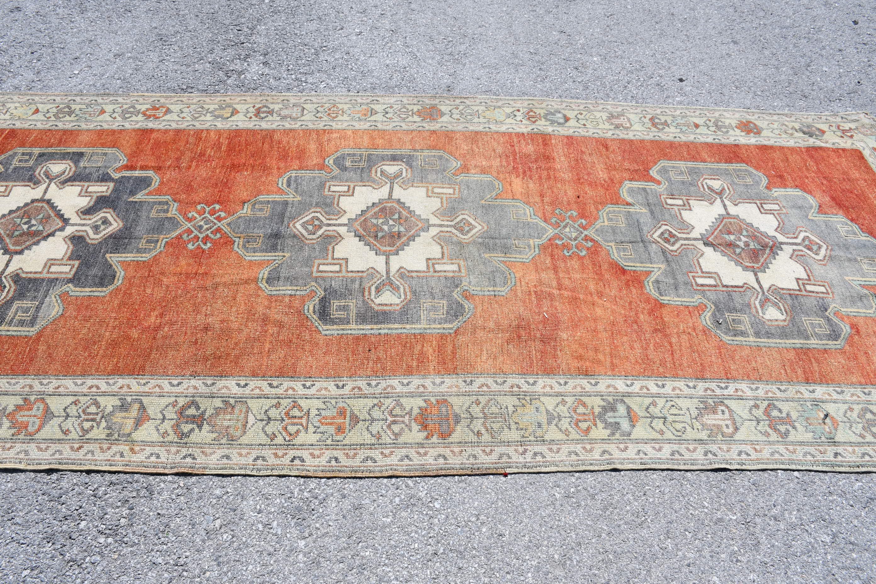 Kitchen Rugs, Orange Oriental Rug, Hand Woven Rug, Vintage Rug, Oushak Rugs, 4.7x11.6 ft Large Rugs, Turkish Rug, Salon Rug, Bedroom Rugs