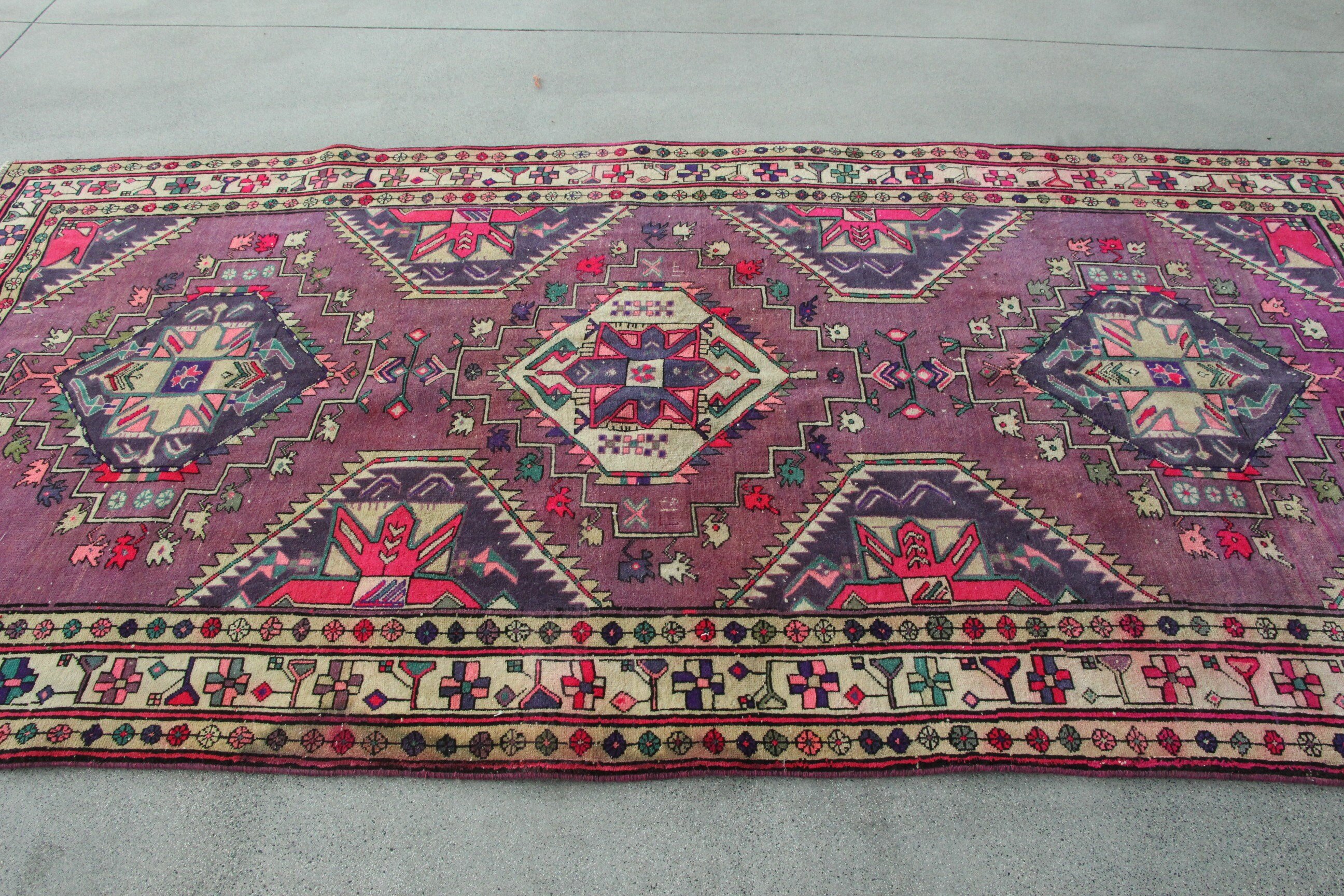 Purple Floor Rugs, Dining Room Rugs, Turkish Rug, Vintage Rugs, Oriental Rug, 4.8x9.2 ft Large Rug, Organic Rugs, Bedroom Rug, Wool Rug