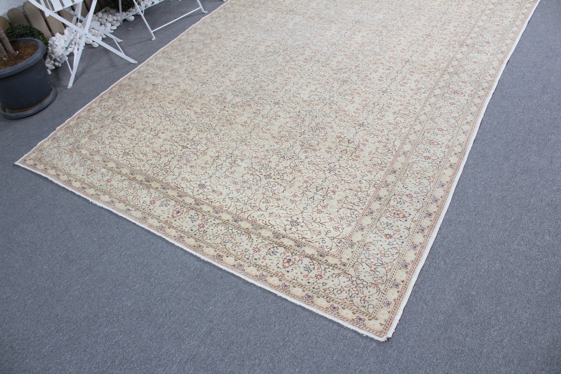 Bedroom Rug, Living Room Rugs, Vintage Rug, 6.3x9.4 ft Large Rug, Moroccan Rug, Aztec Rugs, Beige Oushak Rug, Turkish Rugs