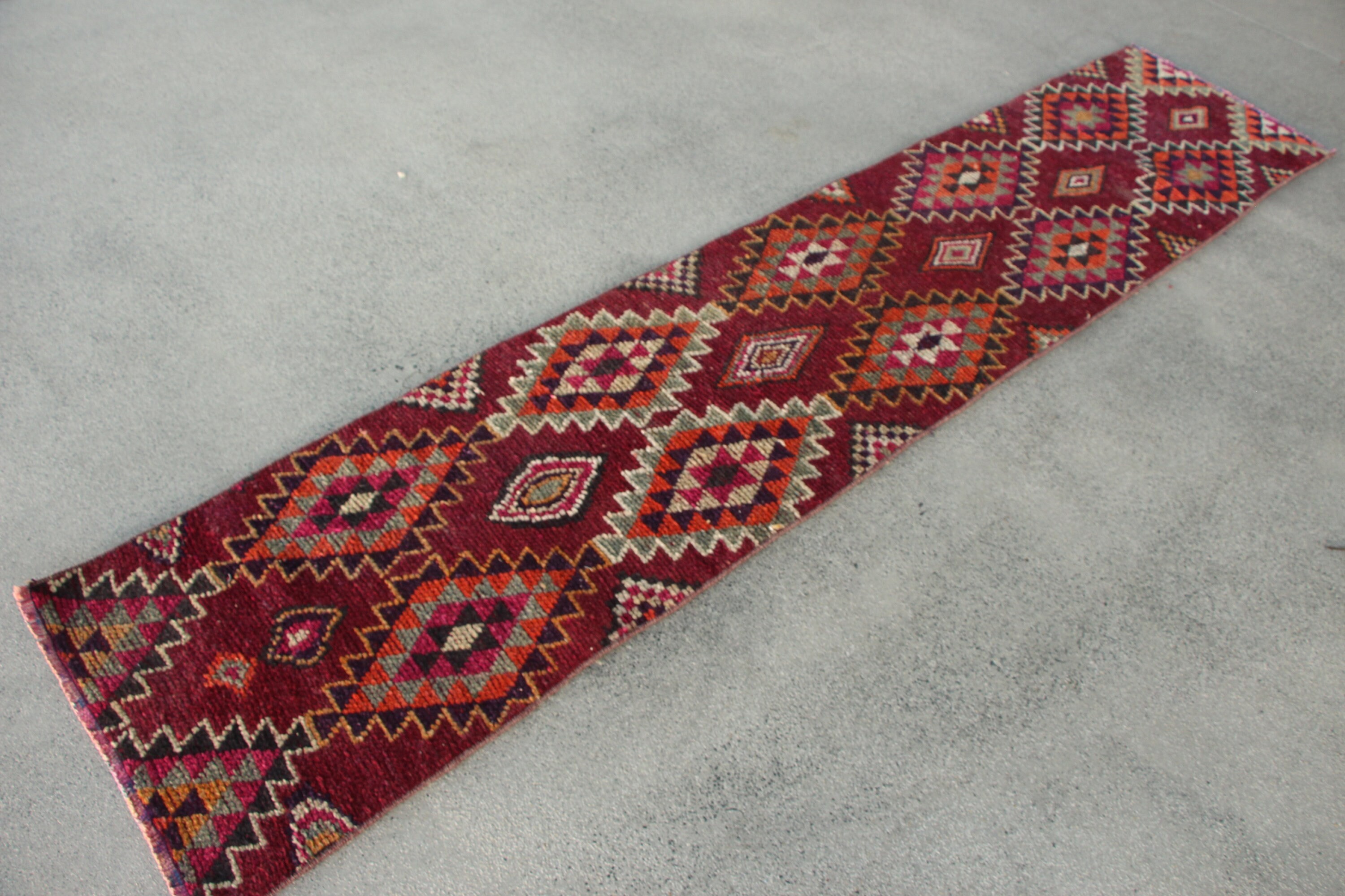 Turkish Rug, Oriental Rugs, Rugs for Hallway, Boho Rug, Vintage Rug, Hallway Rugs, Oushak Rug, 1.9x9.1 ft Runner Rugs, Purple Oriental Rug