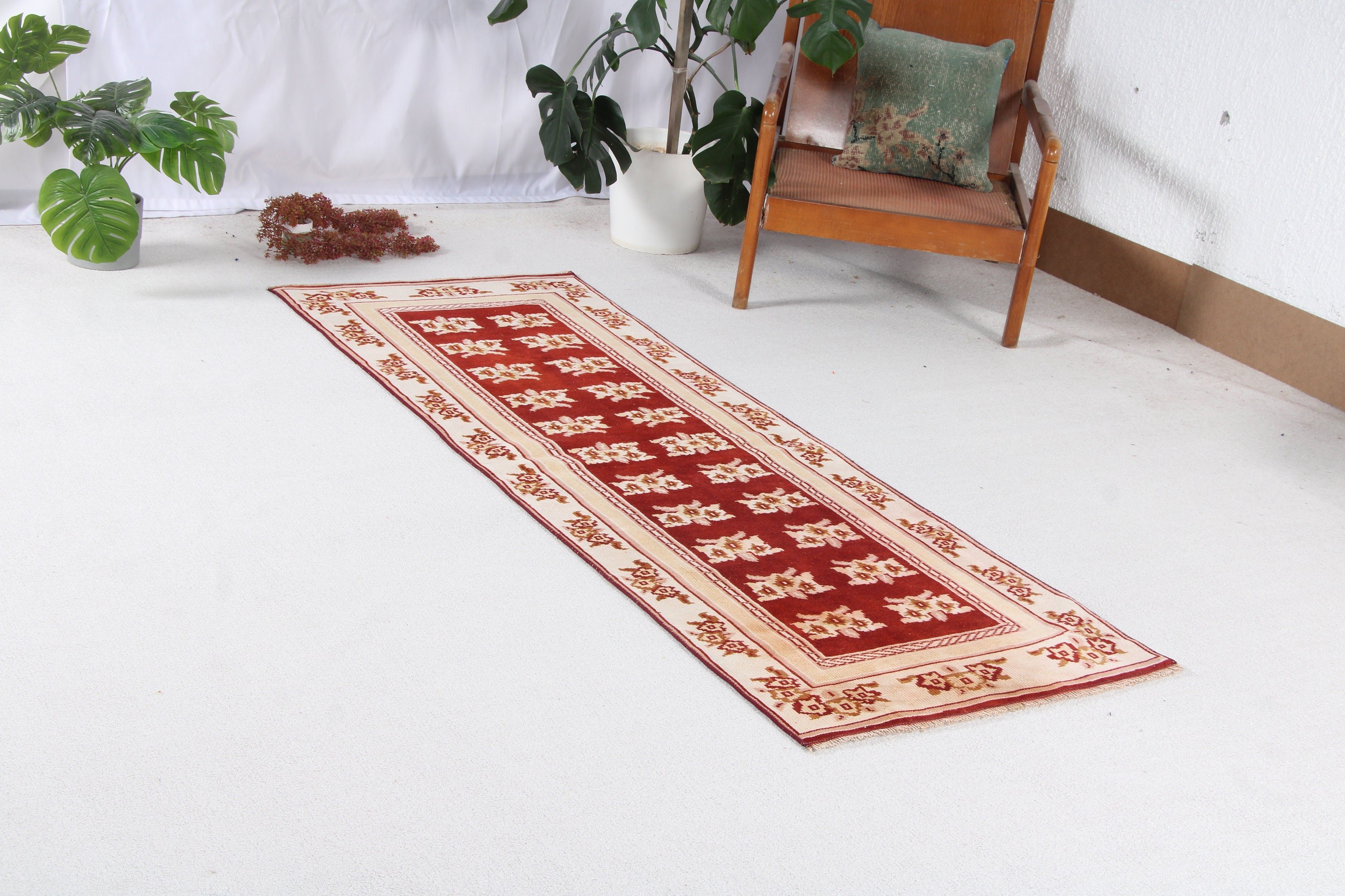 2.4x6.8 ft Runner Halı, Türk Halısı, Beyaz Açıklama Halıları, Mutfak Halısı, Vintage Halılar, Uzun Yolluk Halıları, Yatak Odası Halısı, Oryantal Halılar