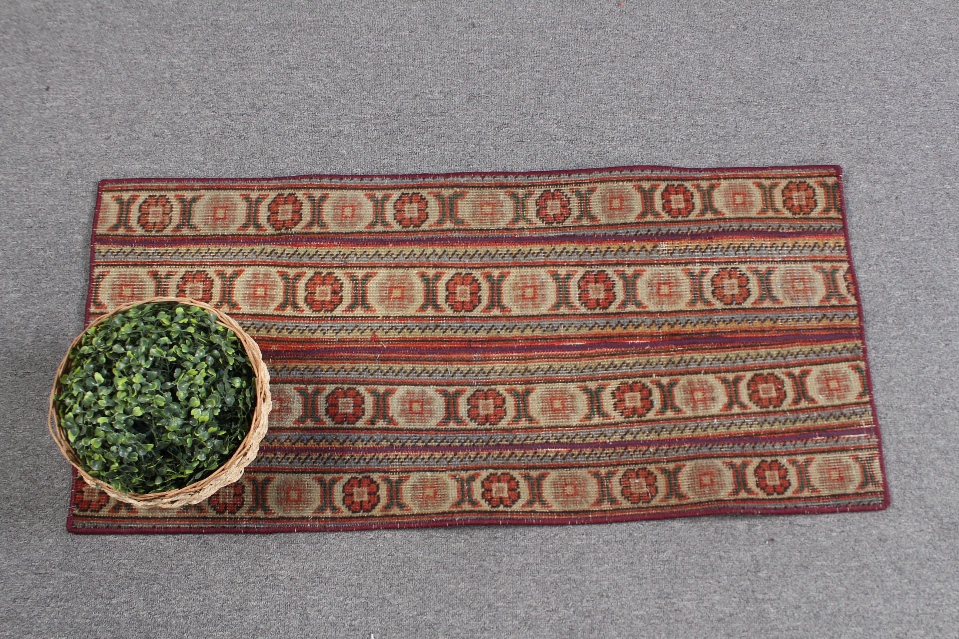 Doğal Halı, Turuncu Yer Halısı, Ev Dekorasyonu Halıları, Oryantal Halı, Vintage Halı, Mutfak Halıları, 1,5x3,1 ft Küçük Halı, Yatak Odası Halısı, Türk Halısı