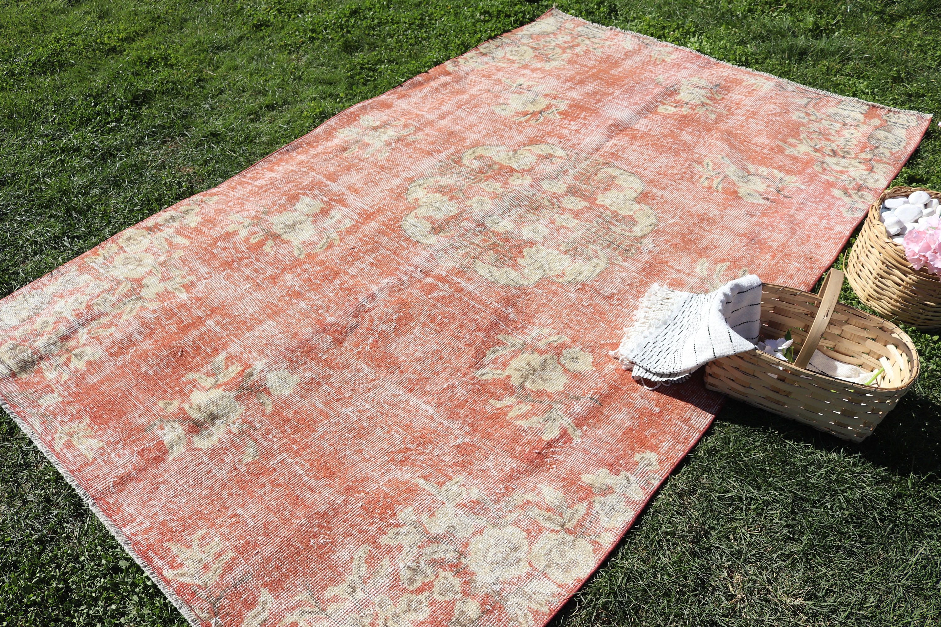 Orange Oushak Rug, Turkish Rug, 5.2x8.7 ft Large Rugs, Home Decor Rug, Vintage Rugs, Cool Rug, Bedroom Rugs, Large Boho Rugs, Exotic Rug