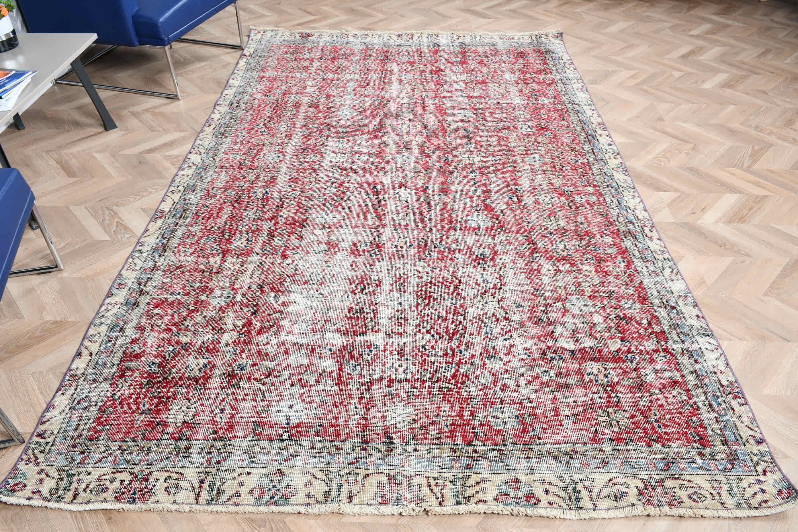 Antique Rugs, Kitchen Rug, Ethnic Rug, 5.9x9.4 ft Large Rugs, Salon Rug, Turkish Rug, Red Anatolian Rugs, Living Room Rugs, Vintage Rugs