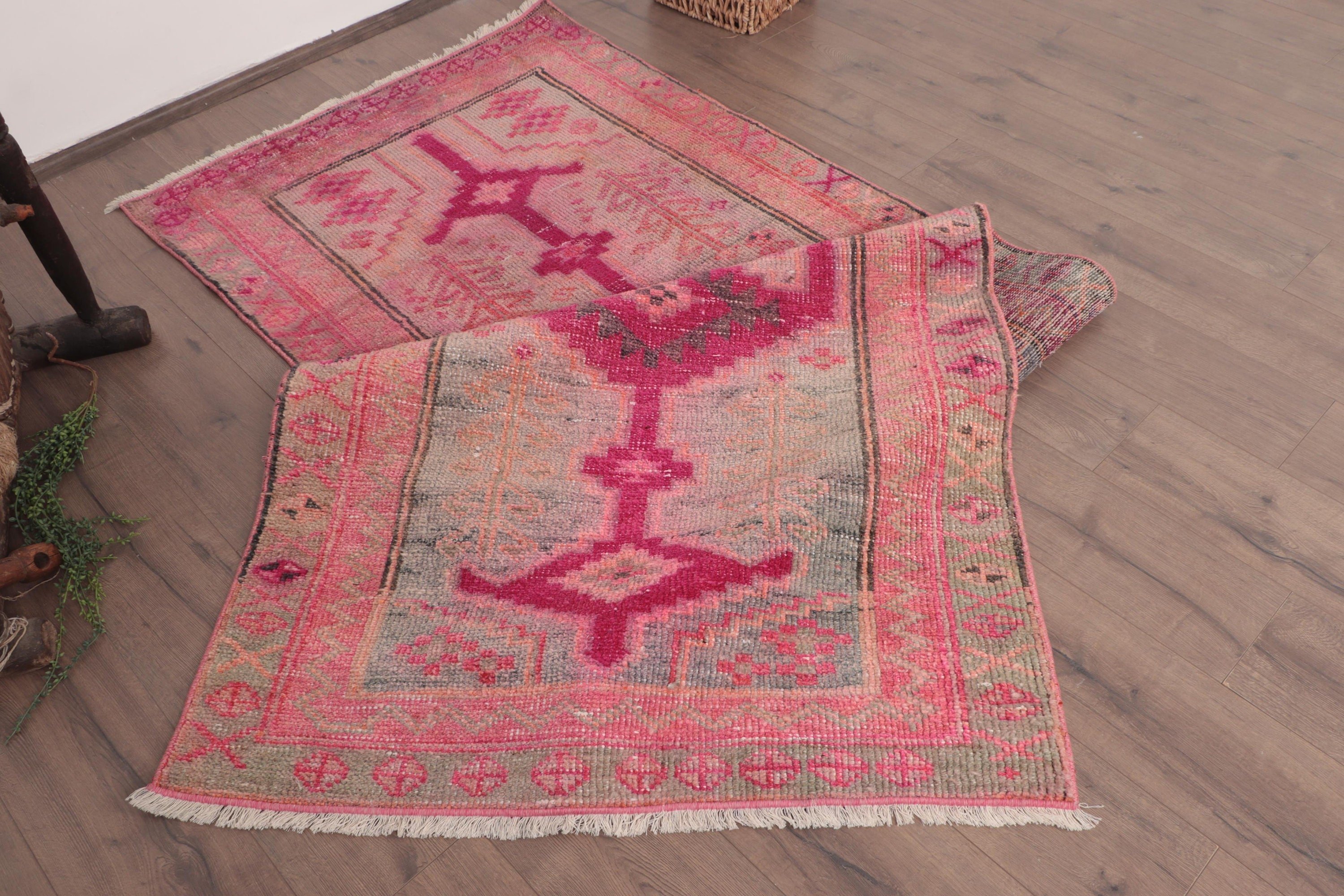 Merdiven Halıları, 3.6x9.6 ft Yolluk Halısı, Türk Halısı, Etnik Halı, Koridor Halıları, El Dokuma Halıları, Vintage Halı, Anadolu Halısı, Pembe Yatak Odası Halıları