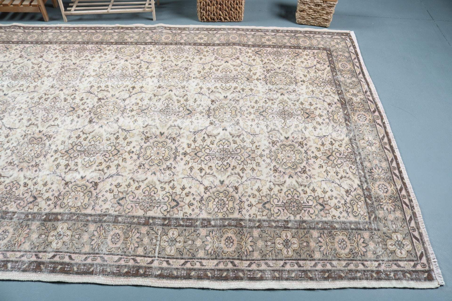 Living Room Rug, Turkish Rug, Vintage Rug, Salon Rug, Pastel Rug, 5.8x8.7 ft Large Rug, Home Decor Rug, Oriental Rugs, Rugs for Dining Room