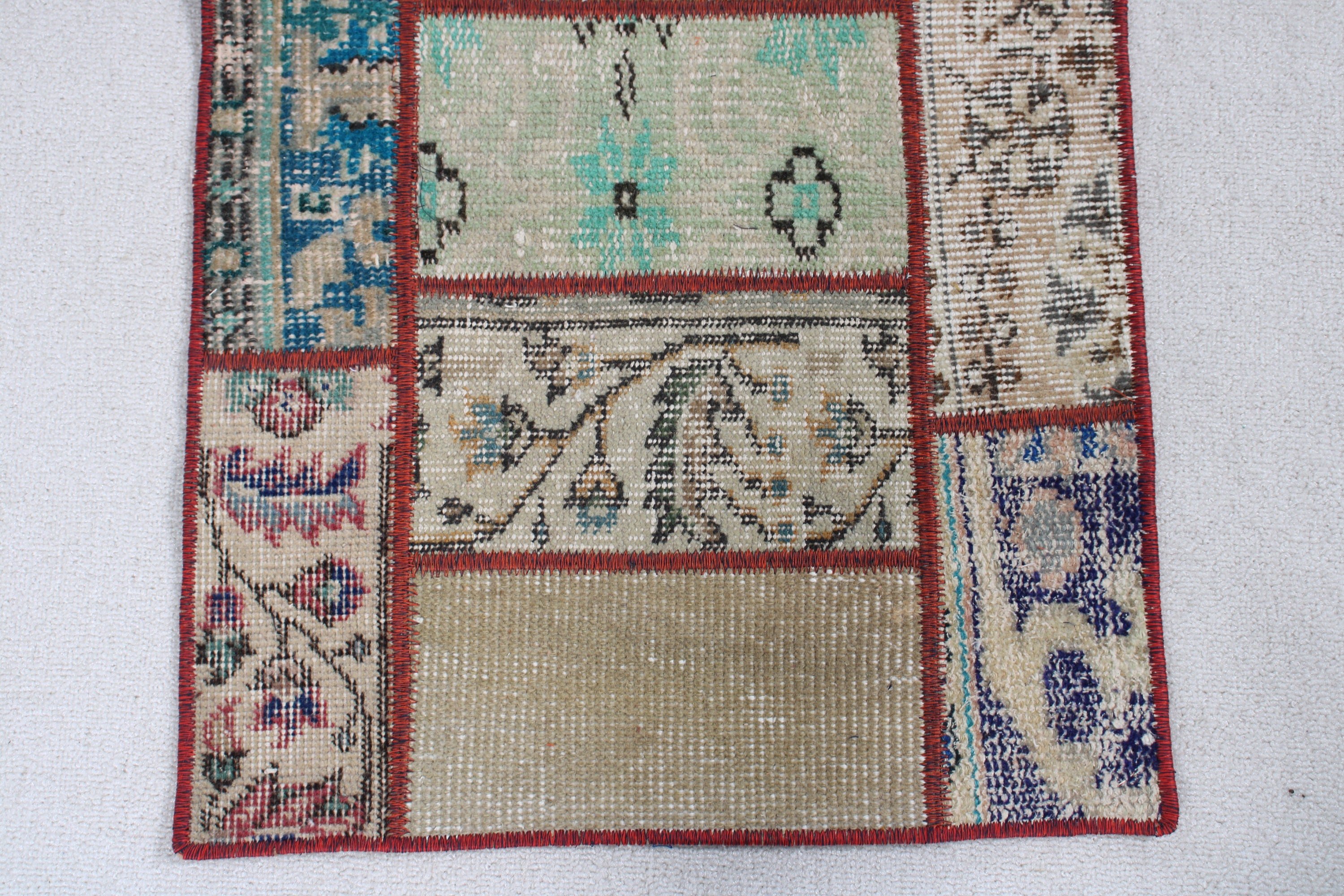 Vintage Runner Halısı, Koridor Halıları, Yeşil Açıklama Halısı, El Dokuma Halıları, Boho Halısı, Vintage Halısı, 1.7x5.5 ft Runner Halıları, Türk Halısı