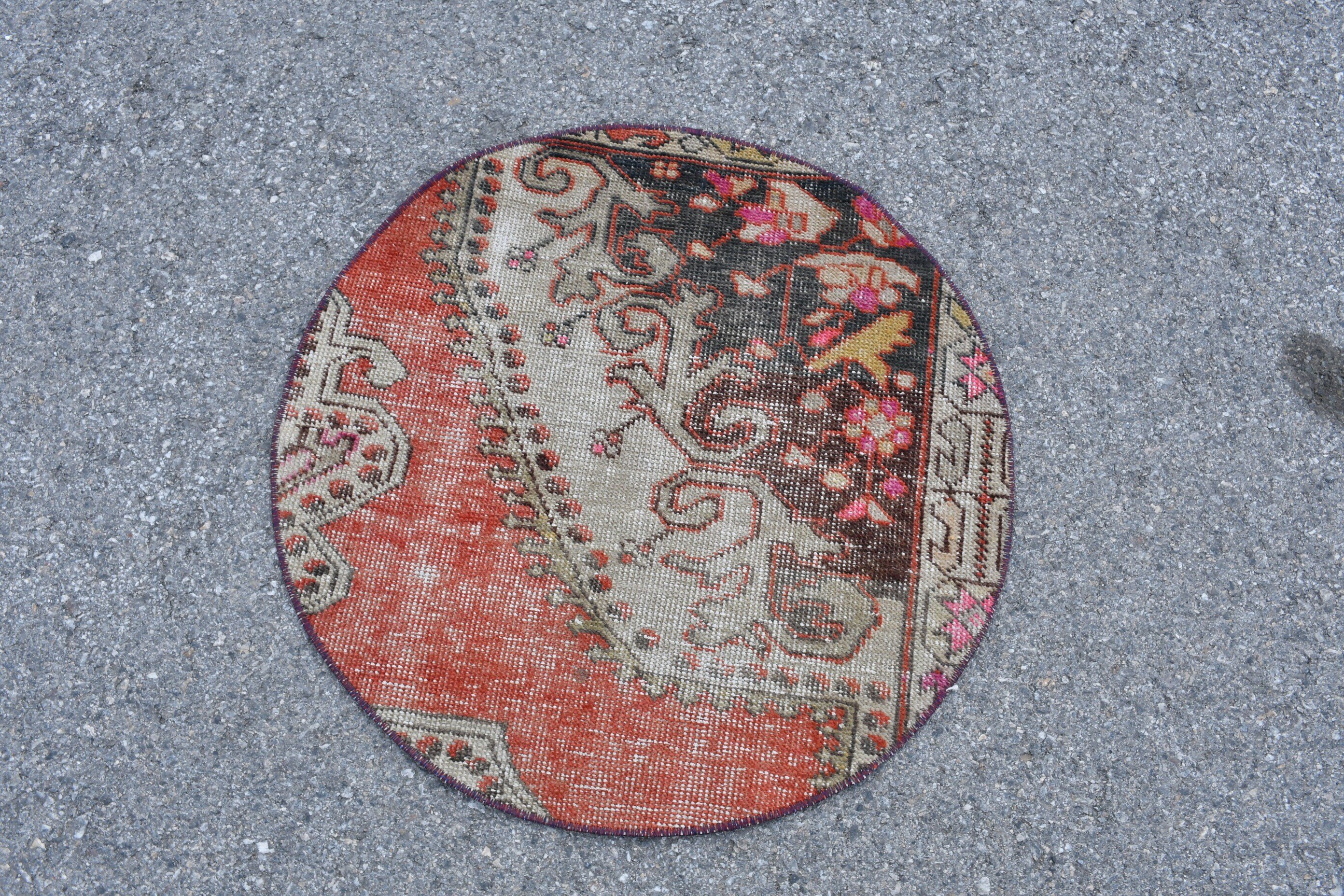 Kitchen Rug, Turkish Rugs, Nursery Rug, 2.3x2.3 ft Small Rug, Vintage Rugs, Red Anatolian Rug, Moroccan Rug, Decorative Rug, Antique Rugs