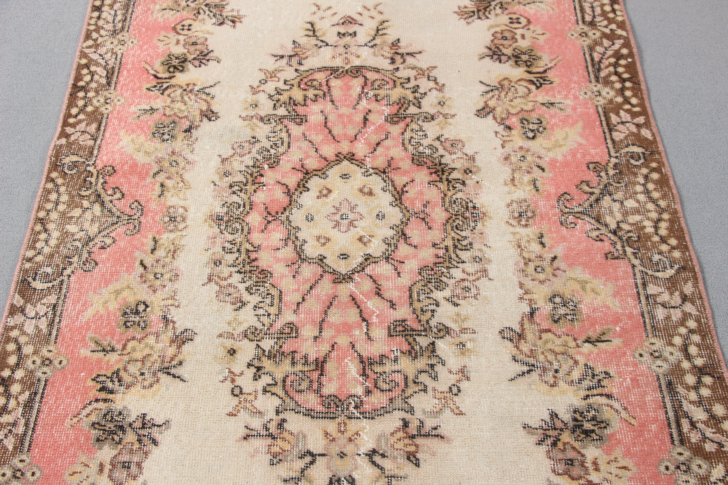 Pink Flatweave Rug, Oushak Area Rugs, Vintage Rug, Organic Rugs, Floor Rugs, 3.8x6.9 ft Area Rug, Vintage Area Rugs, Cool Rugs, Turkish Rug