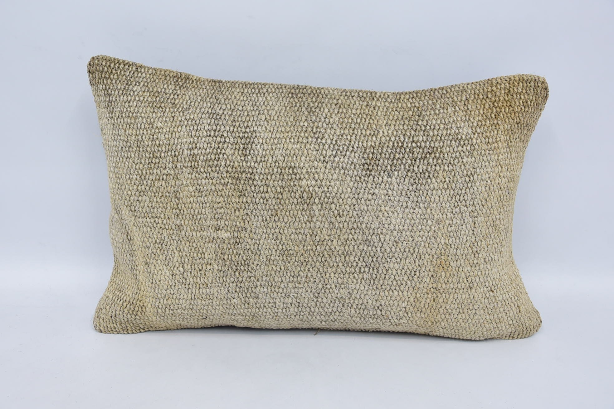 Crochet Pattern Cushion Case, Kilim Cushion Sham, Oriental Pillow, Boho Pillow, 16"x24" Beige Pillow, Ethnical Kilim Rug Pillow